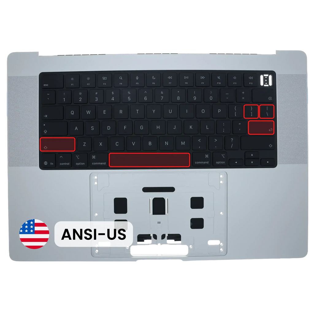 Top Case mit Keyboard (ANSI US) für MacBook Pro 16" A3428 / A3429 (2026) (Original OEM) (Silber)