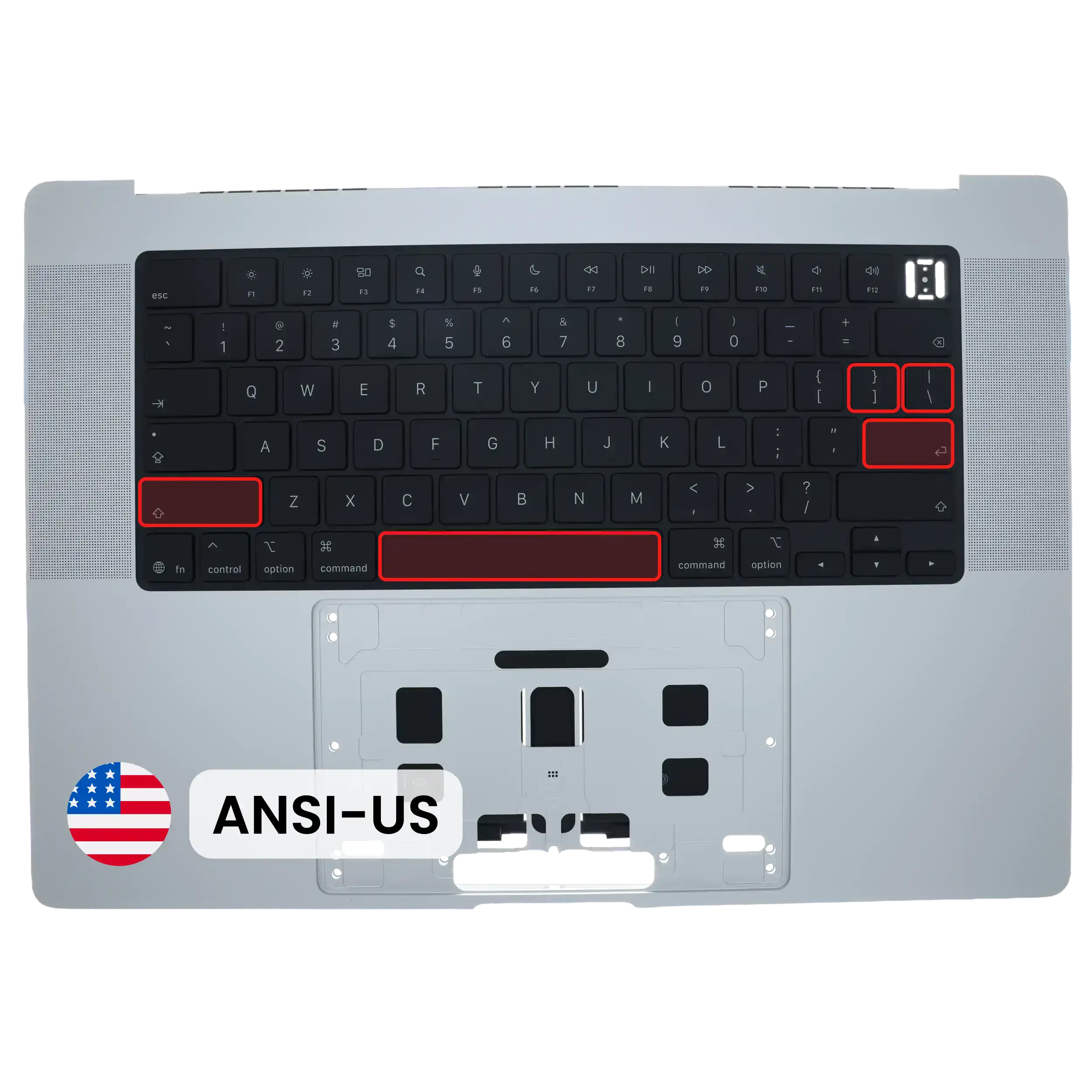 Top Case mit Keyboard (ANSI US) für MacBook Pro 16" A3428 / A3429 (2026) (Original OEM) (Silber)