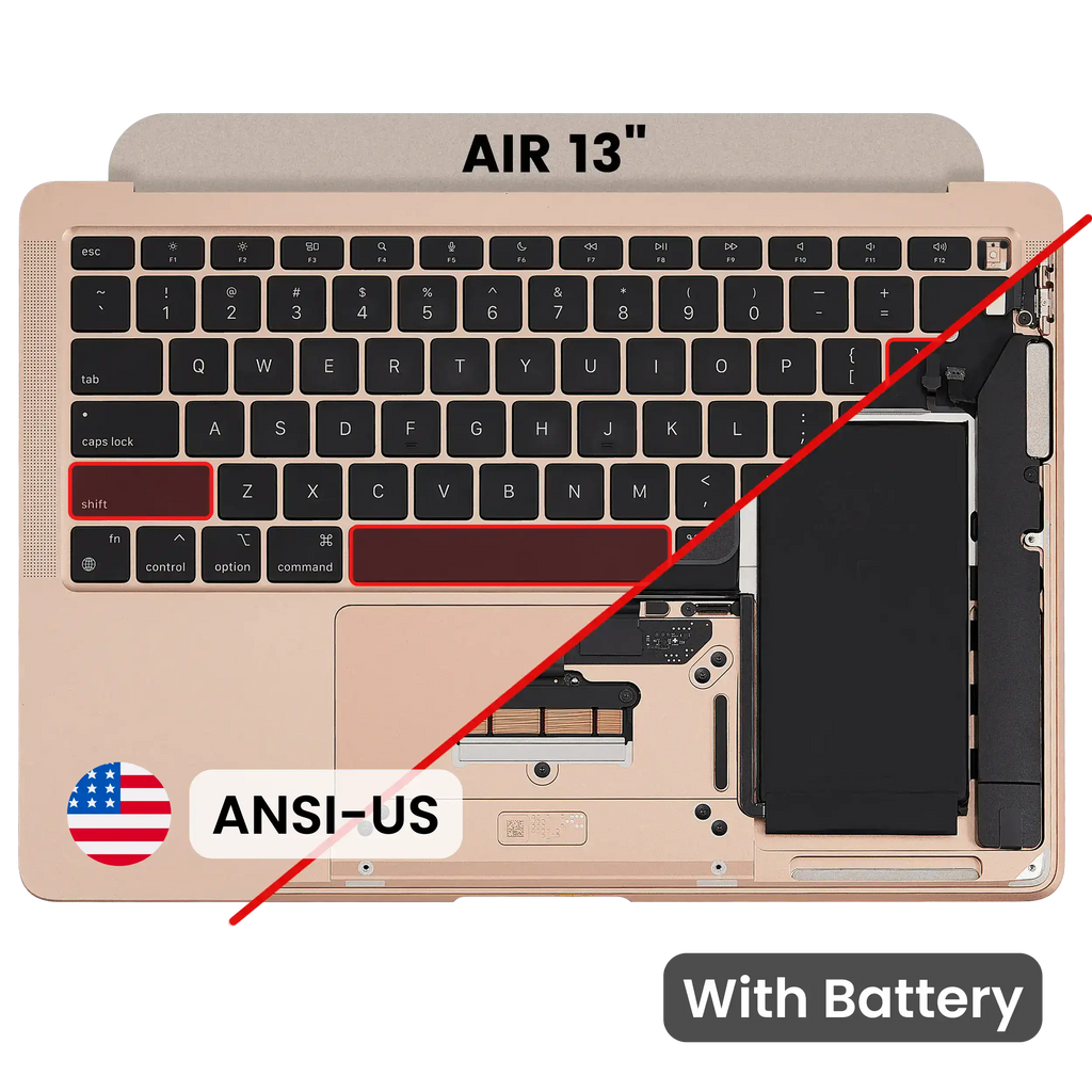 Top Case with Keyboard and Battery for MacBook Air 13" A1932 (2018/2019) US English (Grade New) Rose Gold