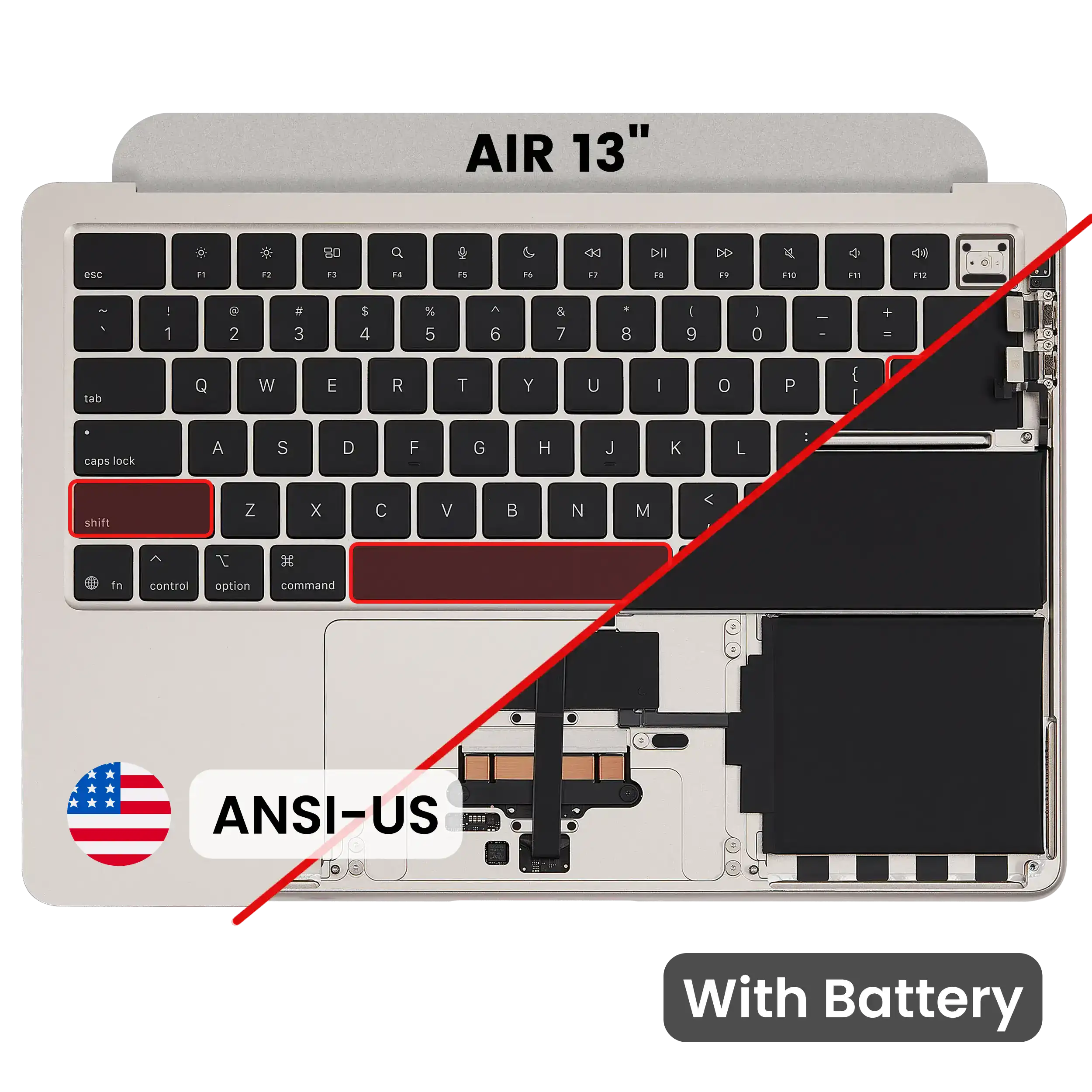 Original OEM-Ausbau Qualität A (gebraucht) – MacBook Air 13" A3240 2025 Top Case
