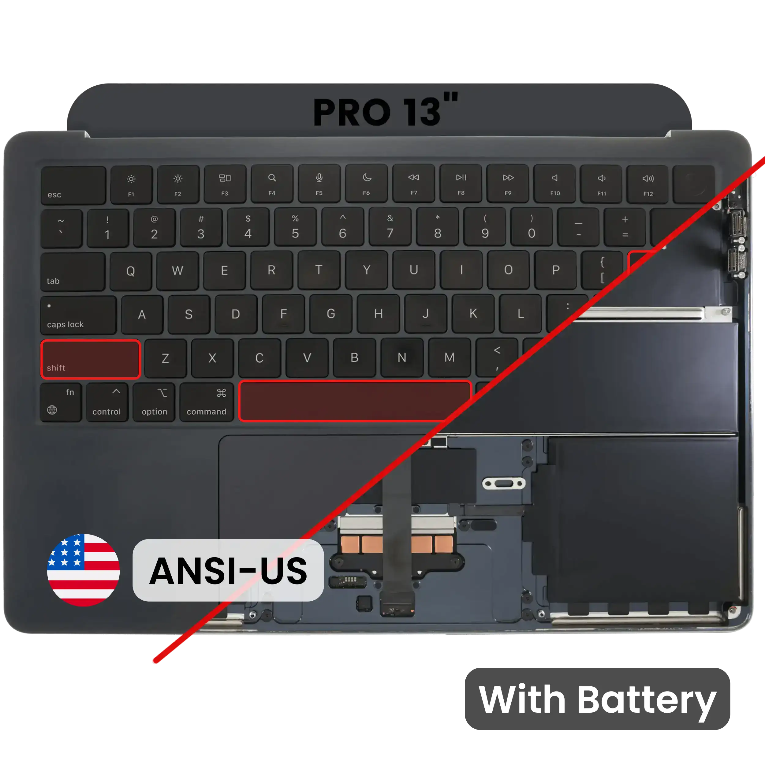 Top Case mit Akku + Tastatur MacBook Air 13" A2681 Midnight OEM B