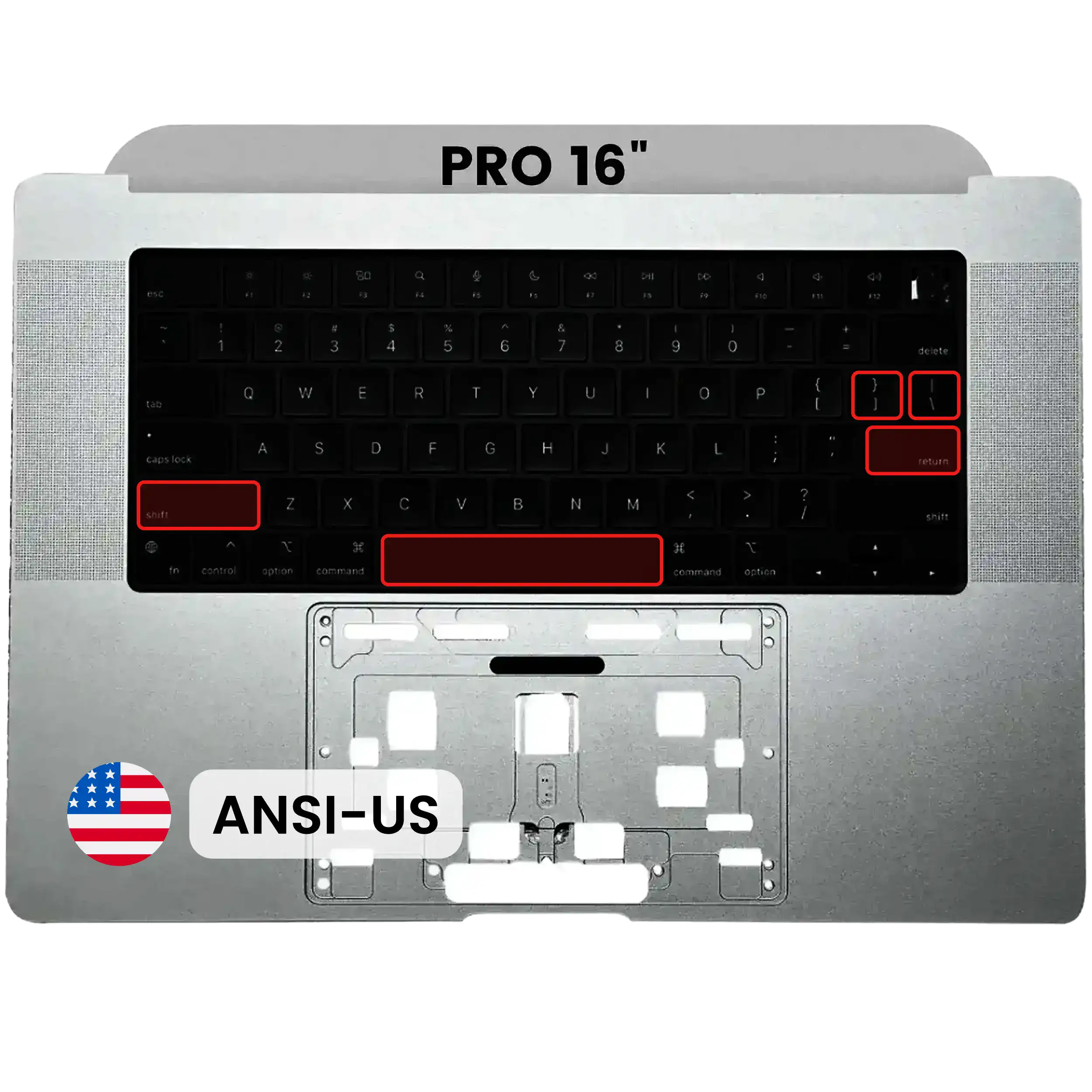 Top Case mit Tastatur für MacBook Pro 16" A2991 (2023) (US-Tastatur) (Silber)