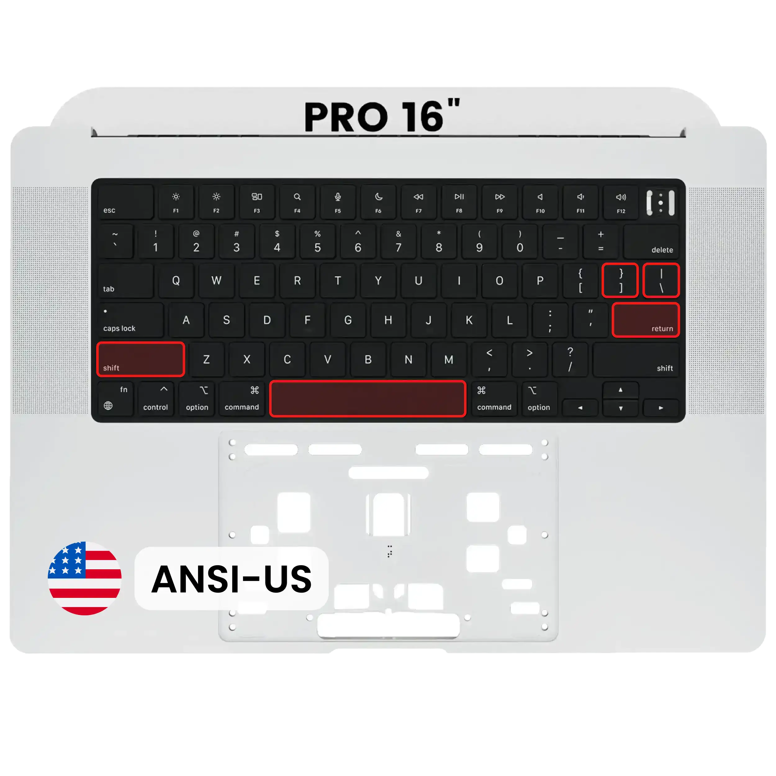 Top Case+Tastatur für MacBook Pro 16 A2485/A2780 US Silber