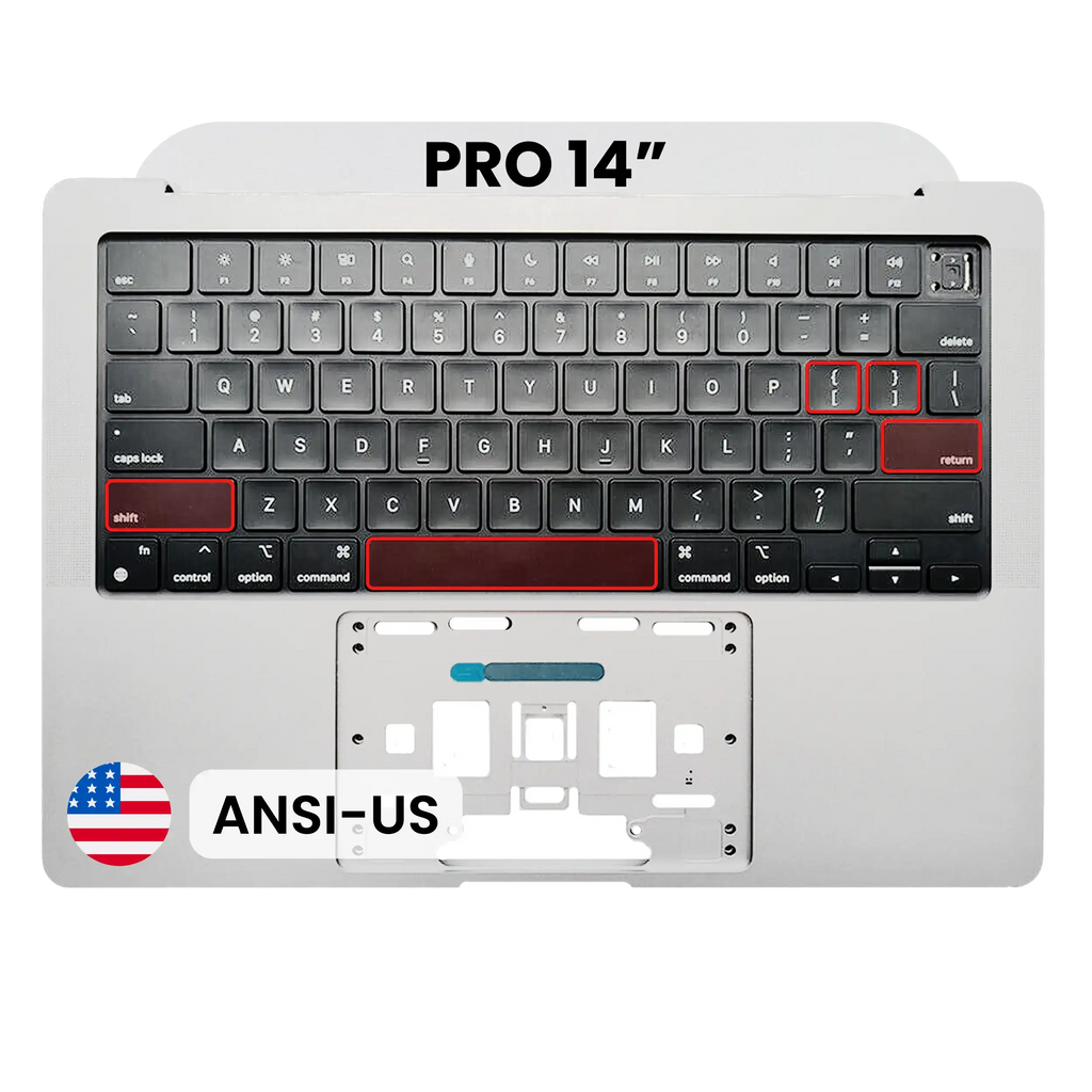Top Case mit Keyboard (ANSI US) für MacBook Pro 14" A2442 (2021) / A2779 (2023) (Silber)