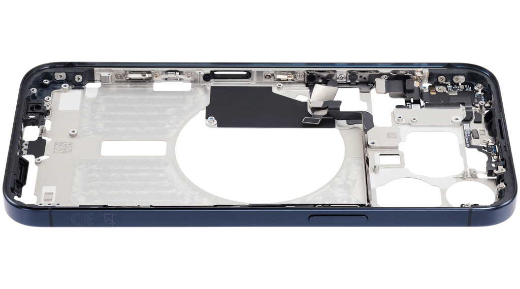 Midframe/Rahmen mit Small Parts für iPhone 15 Pro Max (EU / Global Version) (gebrauchter OEM-Ausbau, Qualität B) (Blau Titanium)