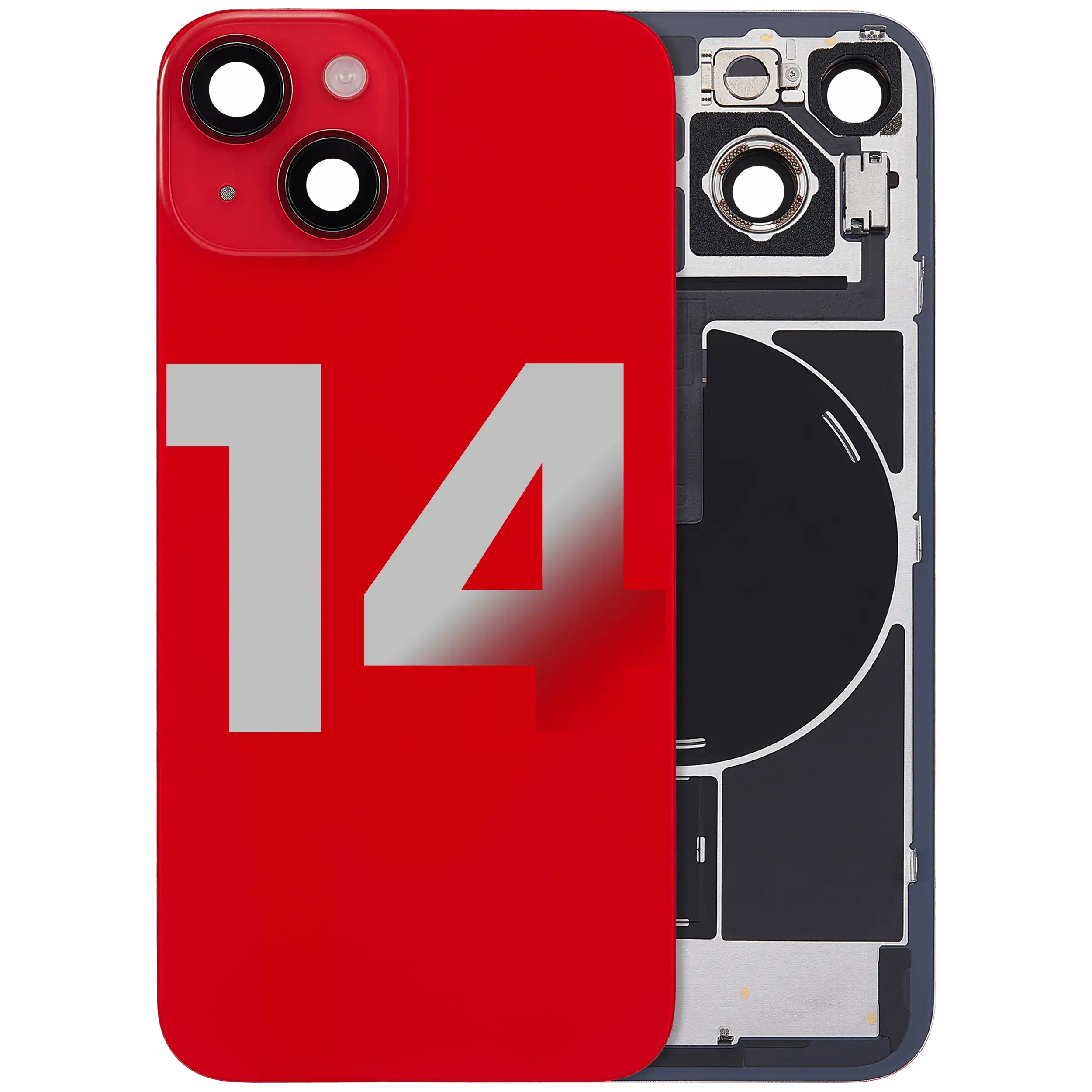 Backcover mit MagSafe Magnet & NFC & Blitz-Flexkabel für iPhone 14 (gebrauchter OEM-Ausbau, Qualität A) (Rot)
