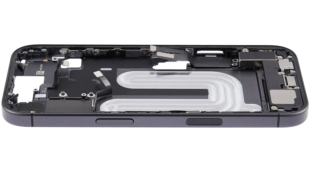 Midframe/Rahmen mit Ladebuchse Flex & Small Parts für iPhone 17 (EU / Global Version) (gebrauchter OEM-Ausbau, Qualität A) (Schwarz)