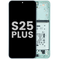 OLED-Display mit Rahmen für Samsung Galaxy S25 Plus (US & International) (gebrauchter OEM-Ausbau, Qualität A) (Mint)