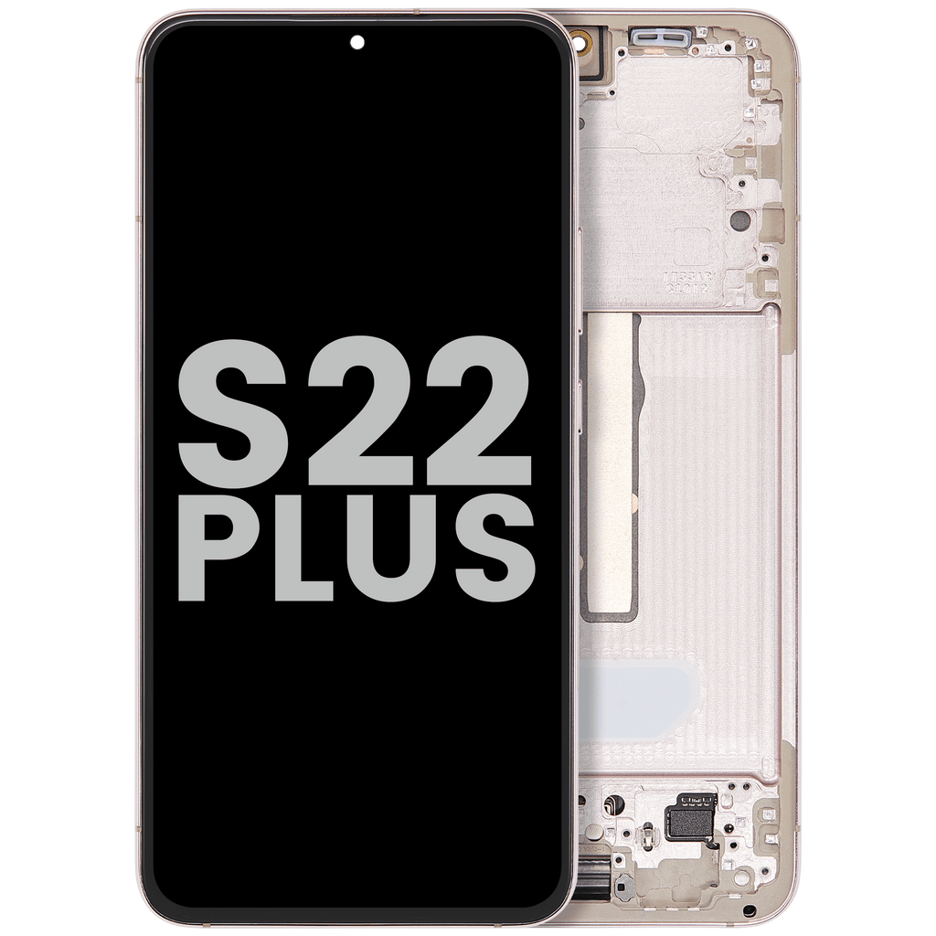 OLED-Display mit Rahmen für Samsung Galaxy S22 Plus 5G (gebrauchter OEM-Ausbau, Qualität A) (Pink Gold)