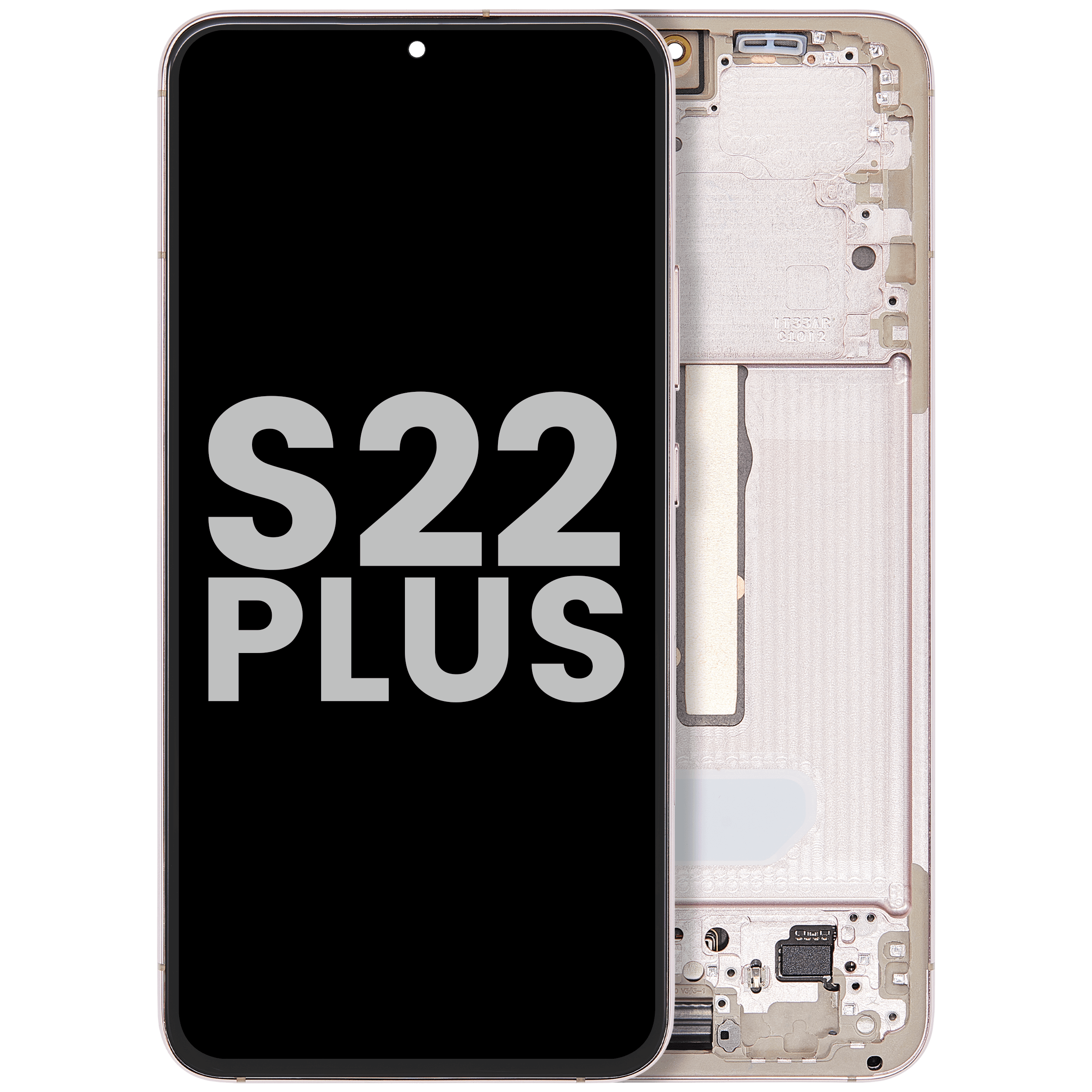OLED-Display mit Rahmen für Samsung Galaxy S22 Plus 5G (gebrauchter OEM-Ausbau, Qualität A) (Pink Gold)