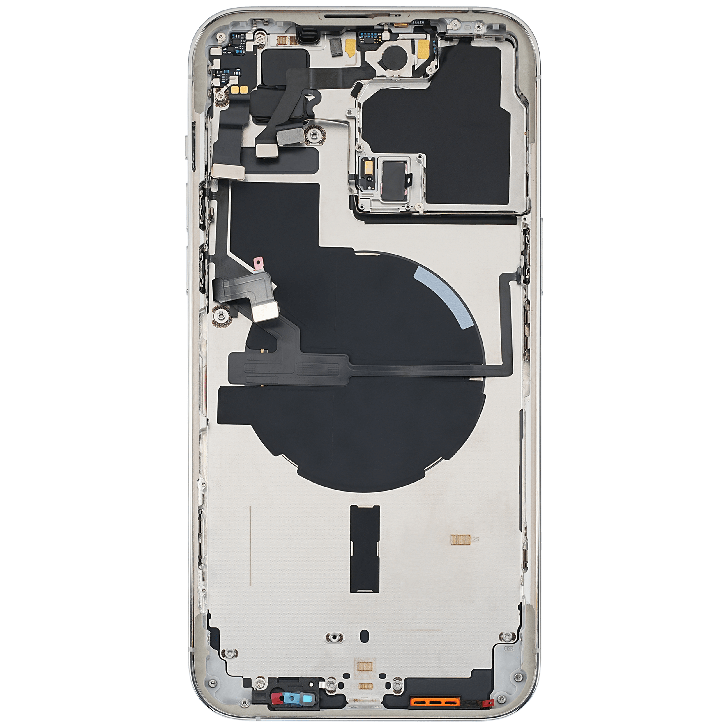 Backcover/Rahmen mit Small Parts für iPhone 14 Pro Max (EU / Global Version) (gebrauchter OEM-Ausbau, Qualität A) (Silber)