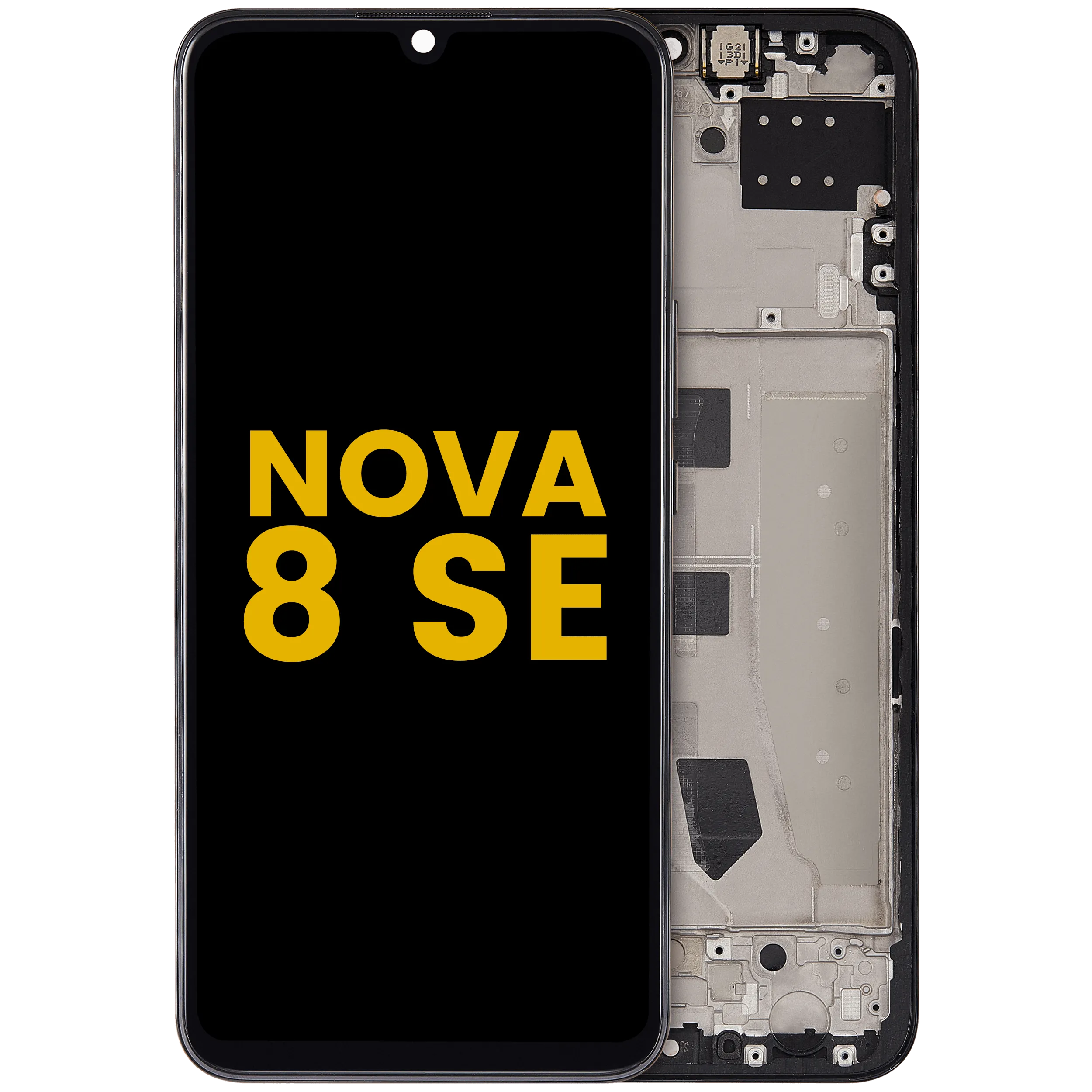 LCD-Display mit Rahmen für Huawei Nova 8 SE (2020) (Refurbished) (Schwarz)