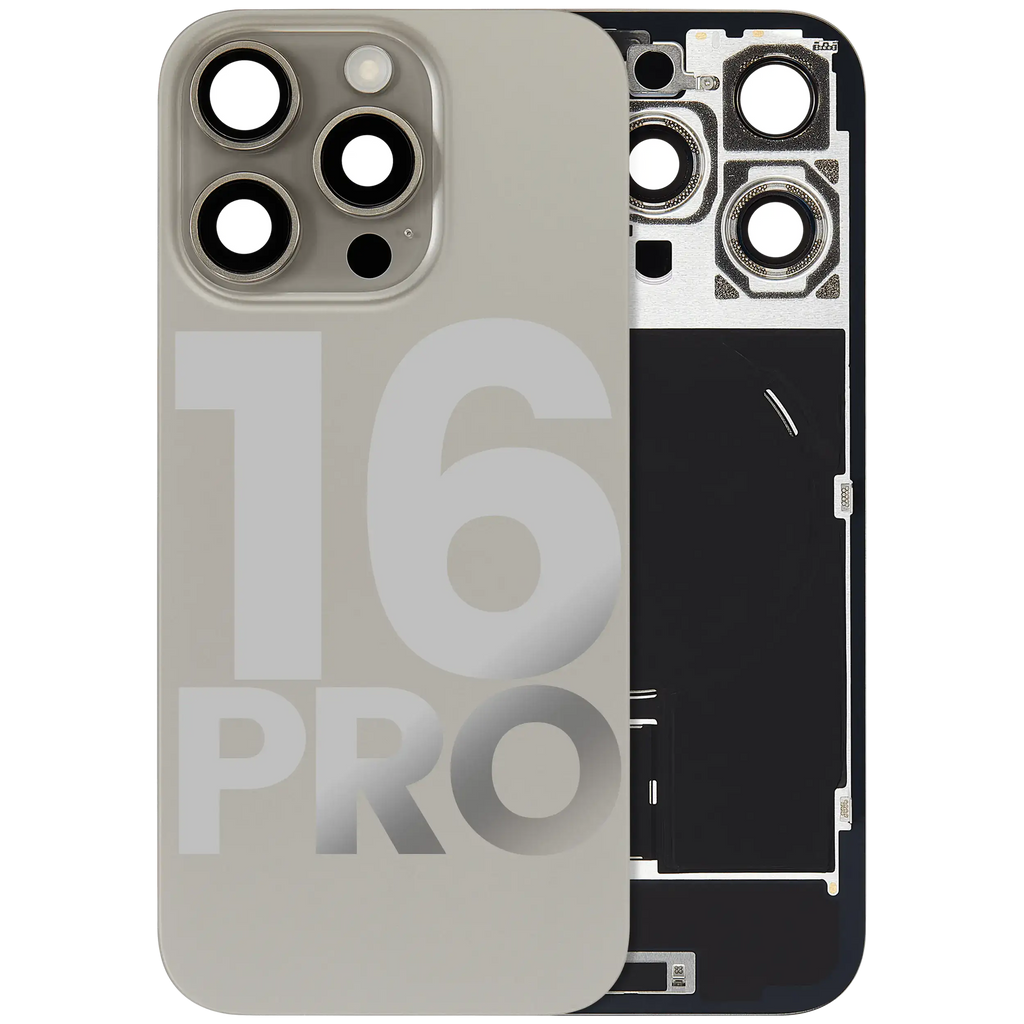 Backcover mit MagSafe Magnet & NFC & Blitz-Flexkabel für iPhone 16 Pro (gebrauchter OEM-Ausbau, Qualität C) (Natural Titanium)