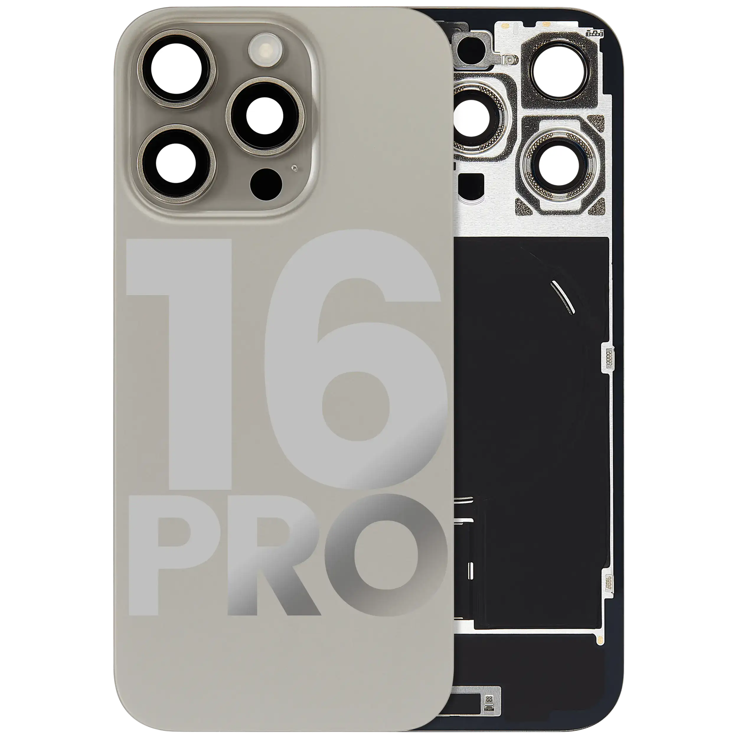 Backcover mit MagSafe Magnet & NFC & Blitz-Flexkabel für iPhone 16 Pro (gebrauchter OEM-Ausbau, Qualität C) (Natural Titanium)