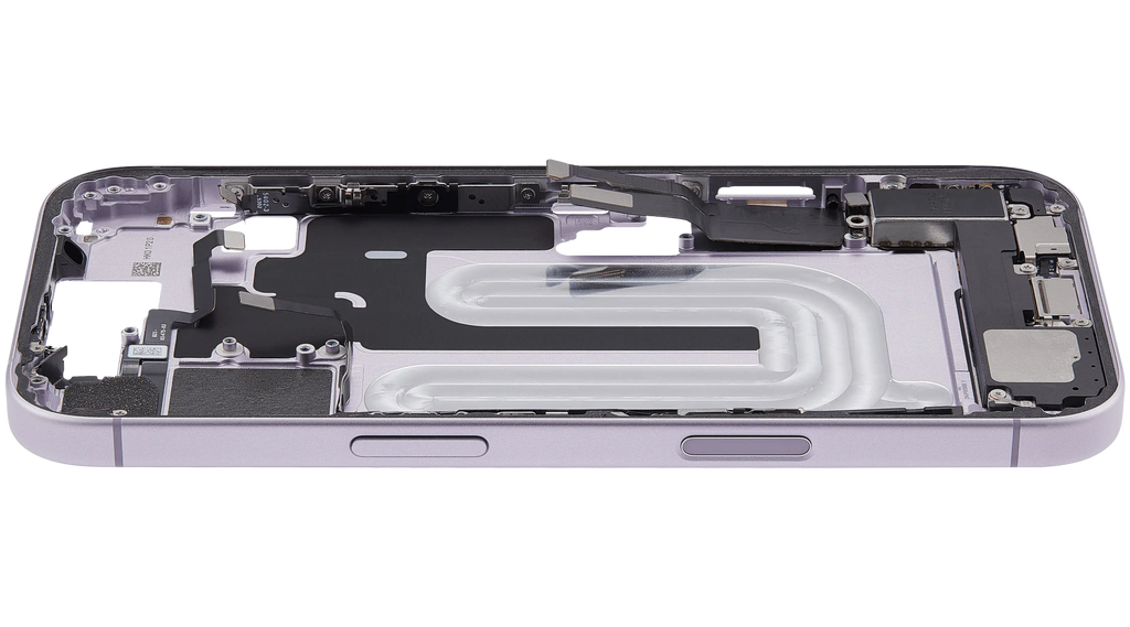 Midframe/Rahmen mit Ladebuchse Flex & Small Parts für iPhone 17 (EU / Global Version) (gebrauchter OEM-Ausbau, Qualität A) (Lavender)