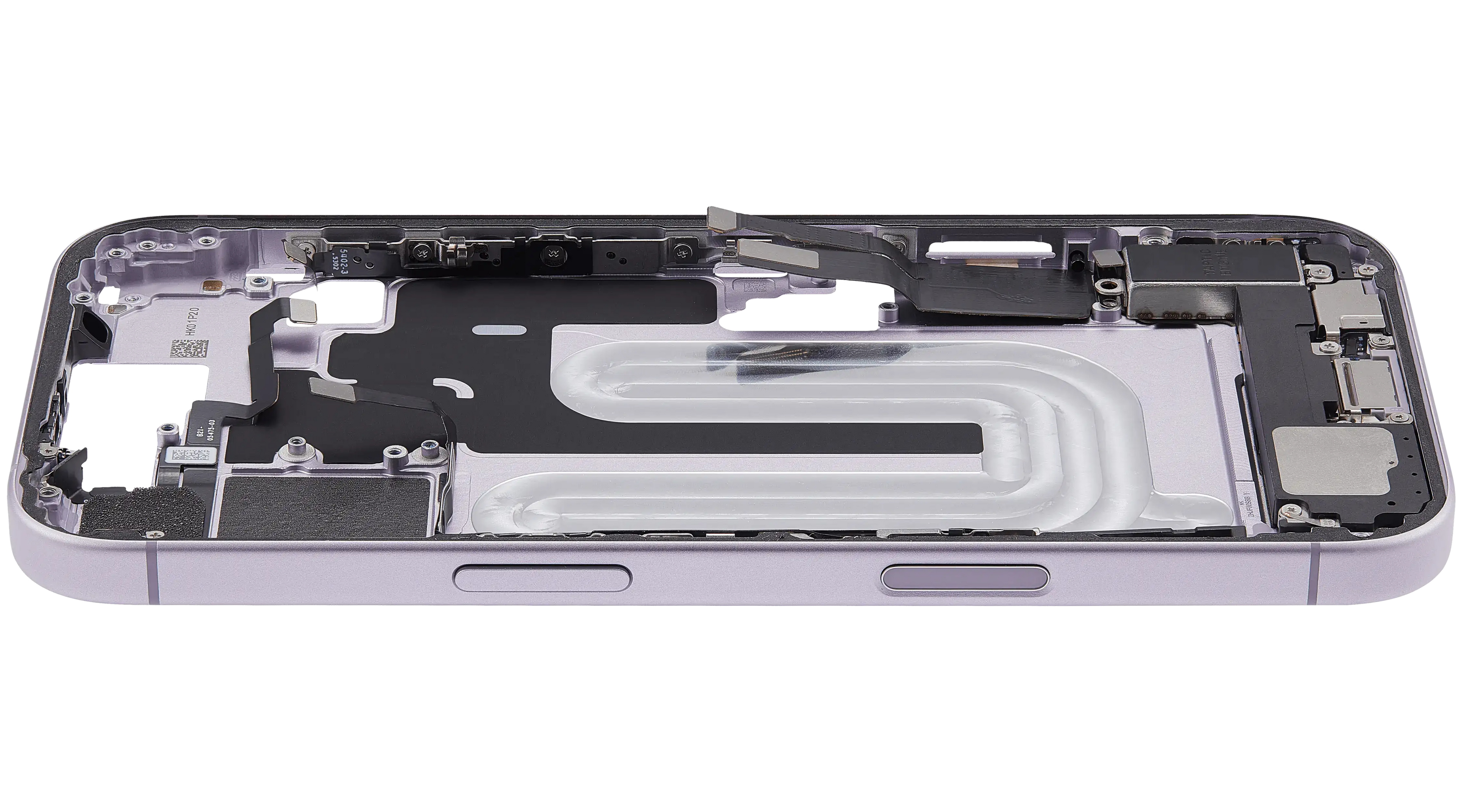 Midframe/Rahmen mit Ladebuchse Flex & Small Parts für iPhone 17 (EU / Global Version) (gebrauchter OEM-Ausbau, Qualität A) (Lavender)