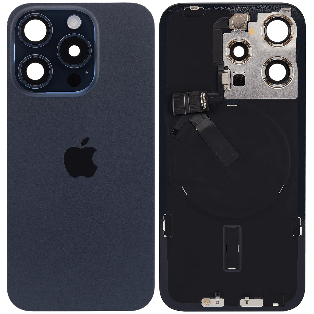 Backcover mit MagSafe Magnet & NFC & Blitz-Flexkabel für IPhone 15 Pro (Service Pack) (Blau Titanium)