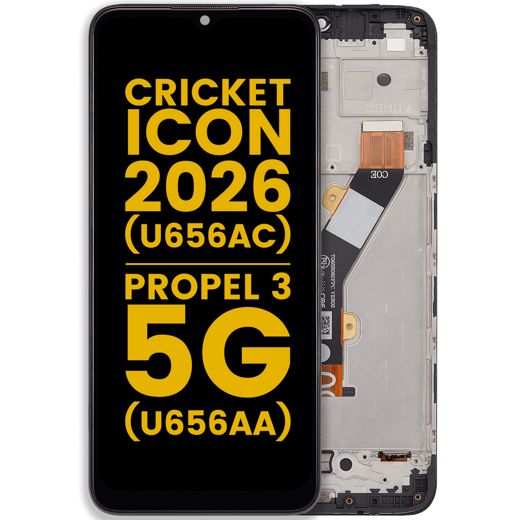 LCD-Display mit Rahmen für Cricket lcon (2026) (U656AC) / AT&T Propel 3 5G (U656AA) (Refurbished) (Alle Farben)