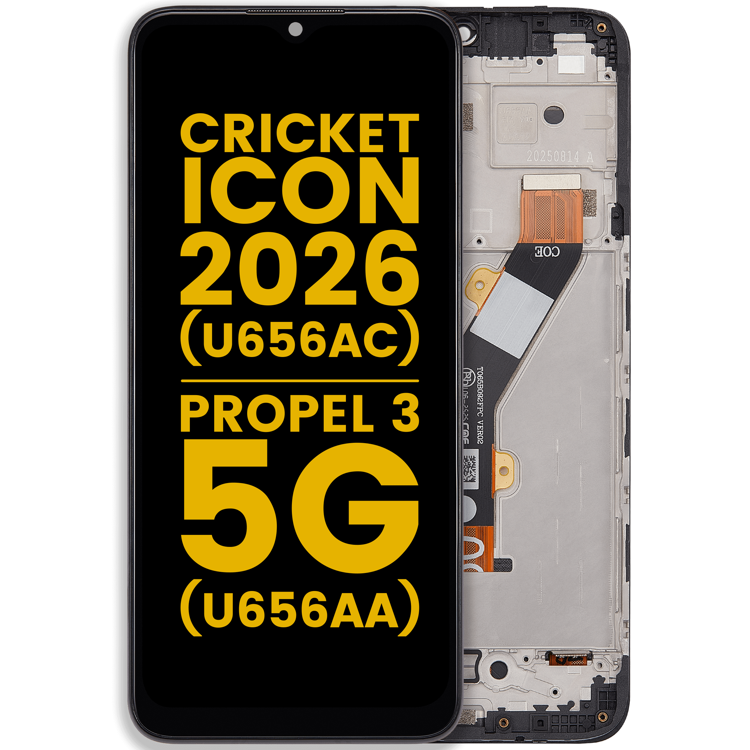 LCD-Display mit Rahmen für Cricket lcon (2026) (U656AC) / AT&T Propel 3 5G (U656AA) (Refurbished) (Alle Farben)