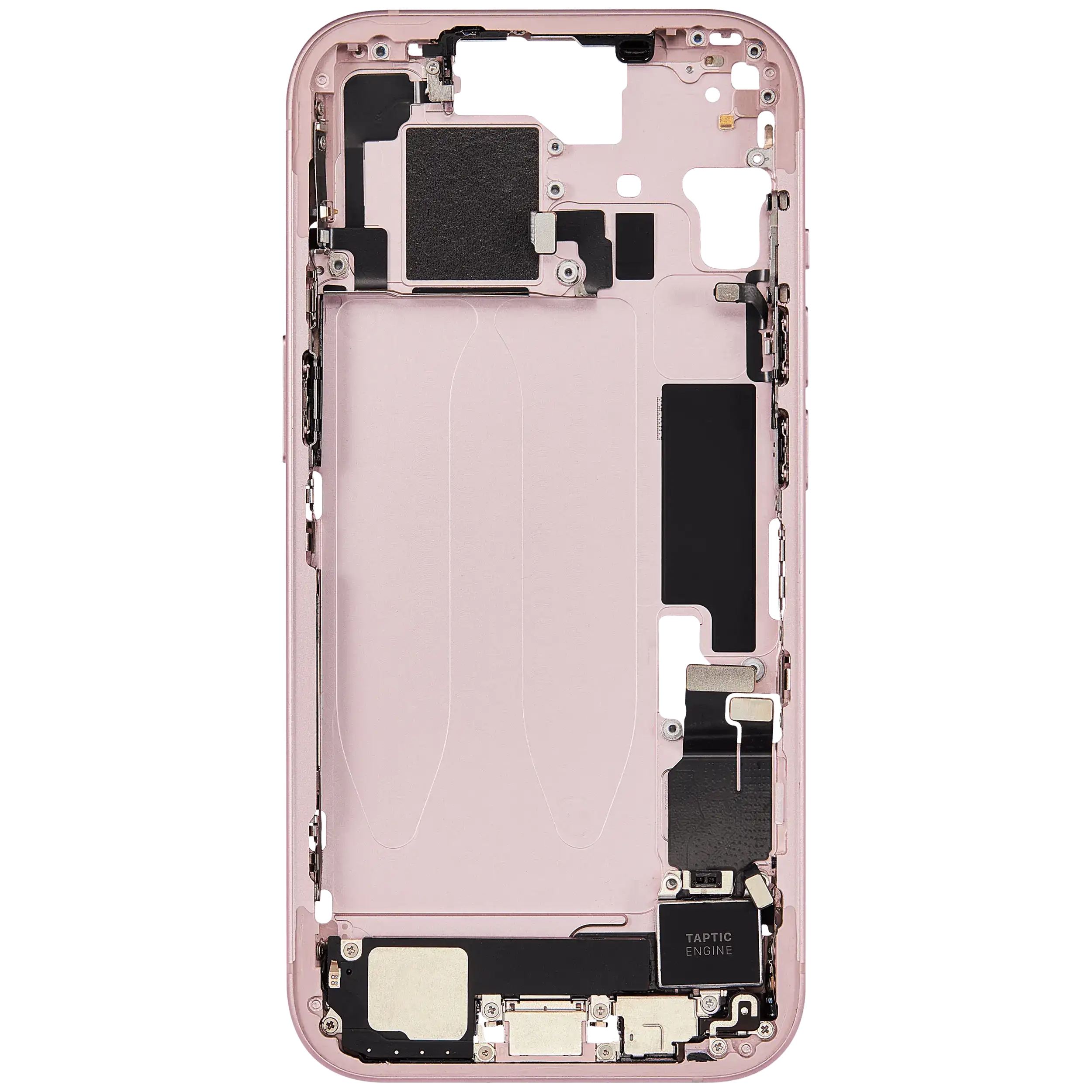 Midframe/Rahmen mit Ladebuchse Flex & Small Parts für iPhone 15 (EU / Global Version) (gebrauchter OEM-Ausbau, Qualität C) (Pink)