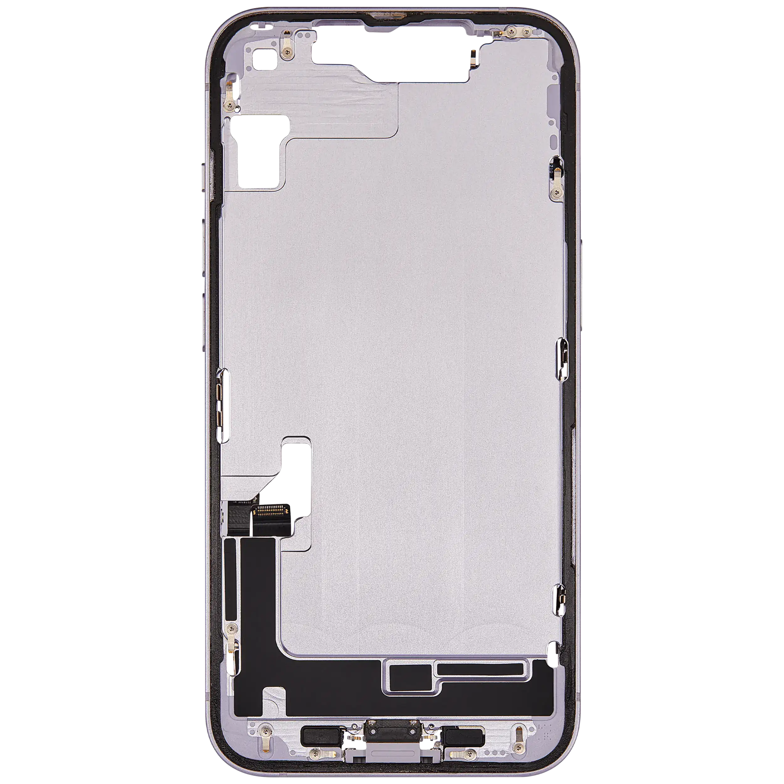 Midframe/Frame with Charging Port Flex and Small Parts for iPhone 14 (EU/Global Version) (Used OEM Part, Grade A) (Purple)