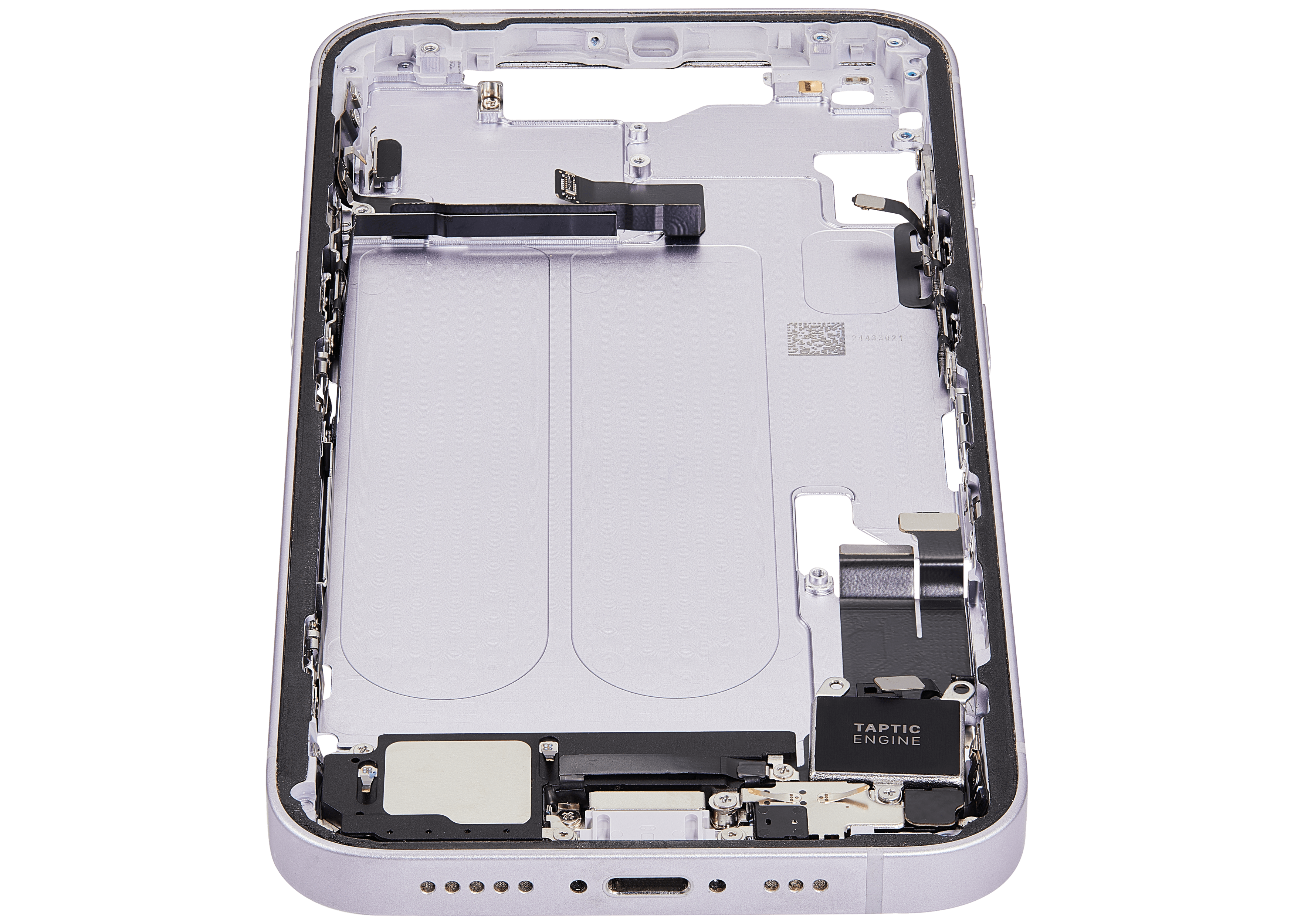 Midframe/Frame with Charging Port Flex and Small Parts for iPhone 14 (EU/Global Version) (Used OEM Part, Grade A) (Purple)