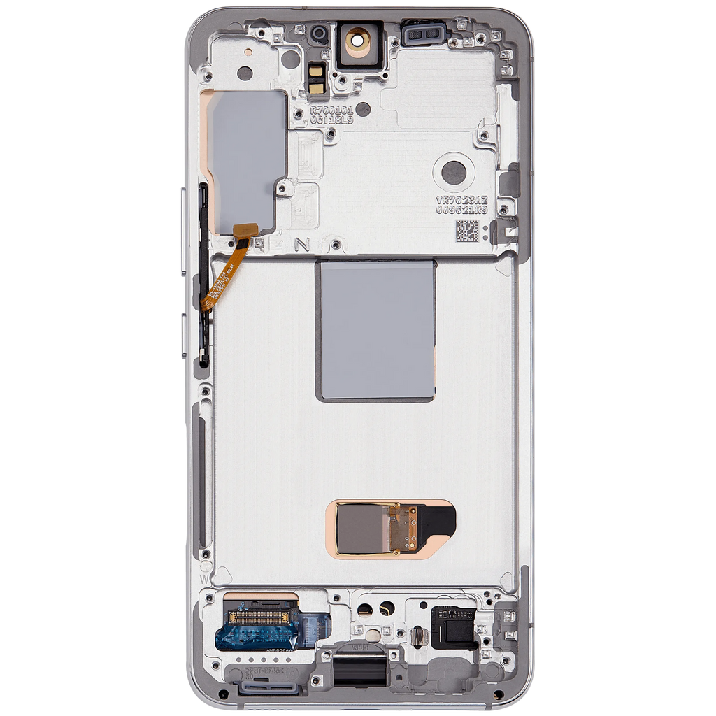 OLED-Display mit Rahmen für Samsung Galaxy S22 5G (US & International) (Aftermarket Plus) (Weiß)