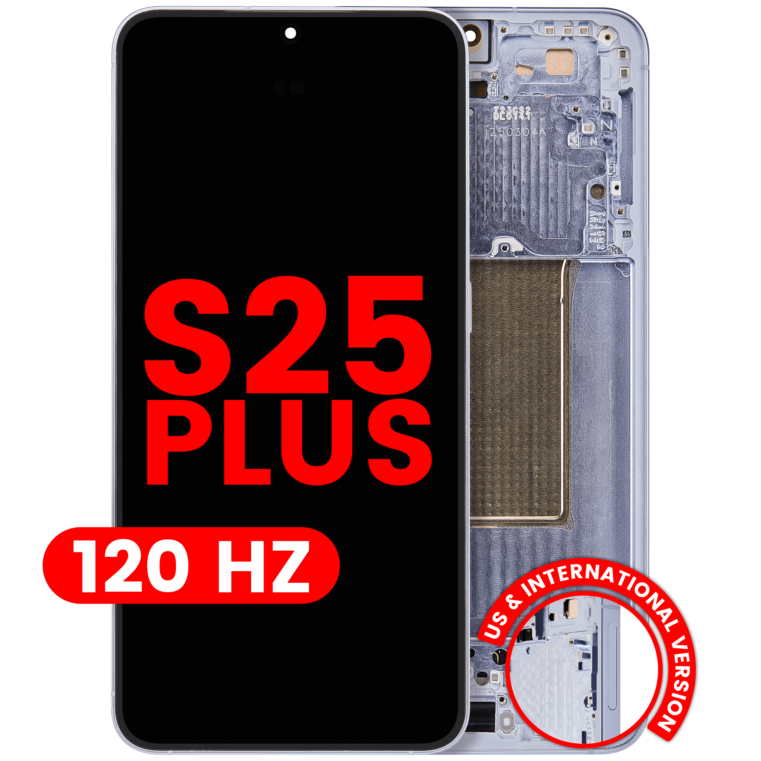 OLED-Display mit Rahmen für Samsung Galaxy S25 Plus 5G (US & Internationale Version) (Aftermarket Plus) (120Hz) (Icy Blue)