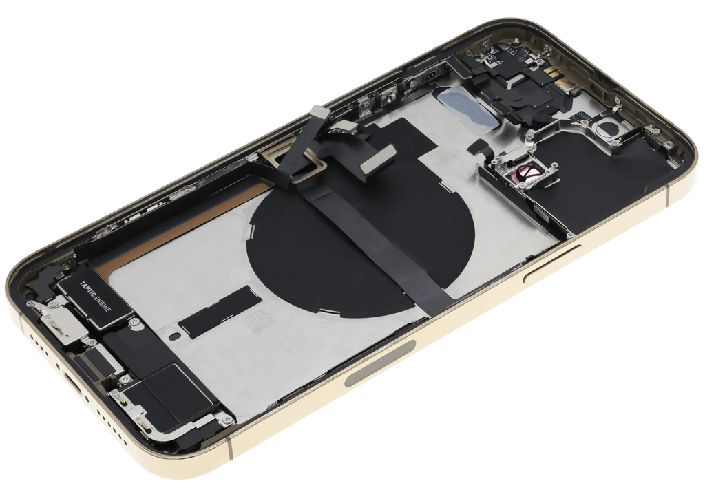 Backcover/Rahmen mit Ladebuchse Flex & Small Parts für iPhone 13 Pro Max (US-Version) (gebrauchter OEM-Ausbau, Qualität A) (Gold)