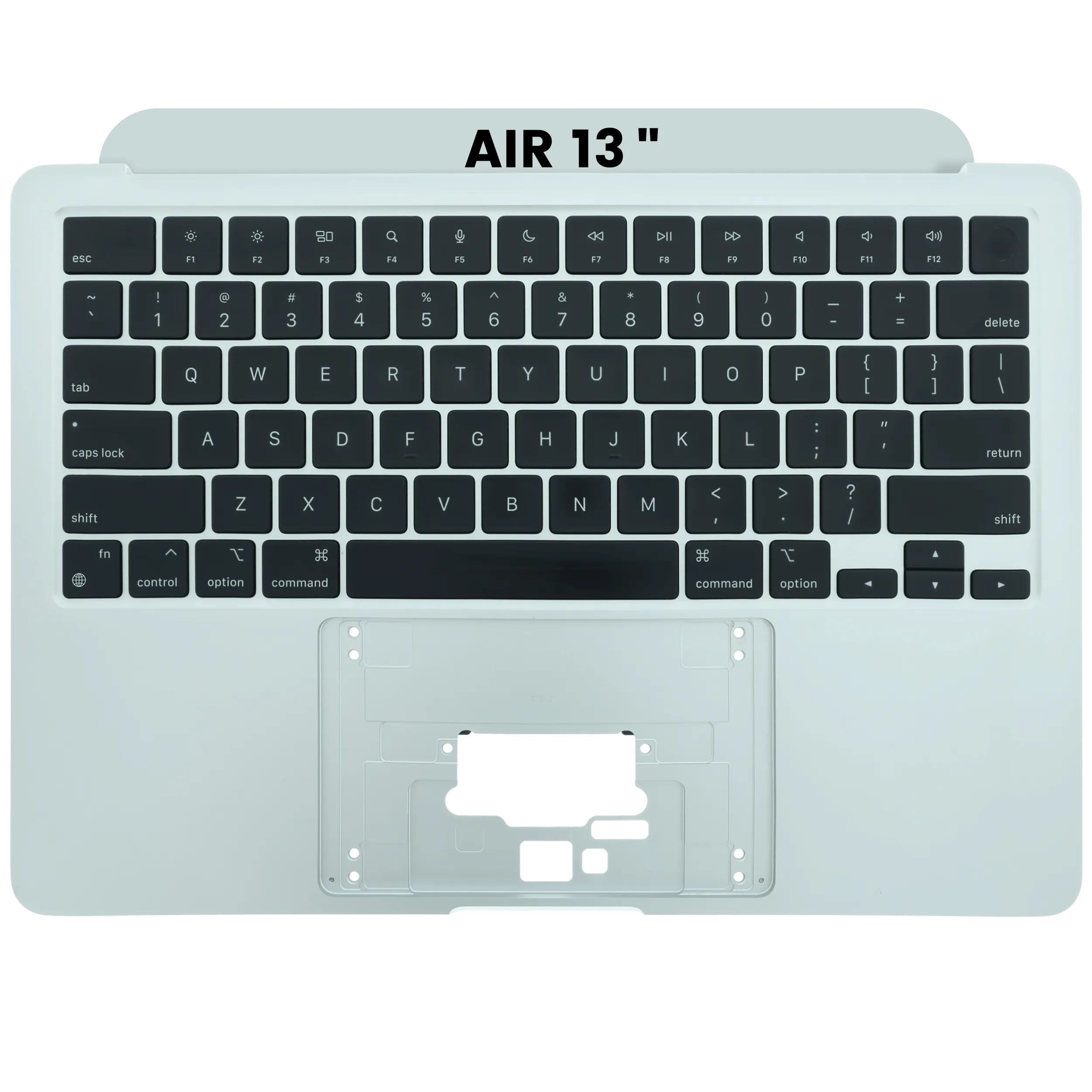 Top Case mit Keyboard (ANSI US) für MacBook Air 13" A2681 (2022) (gebrauchter OEM-Ausbau, Qualität B) (Silber)