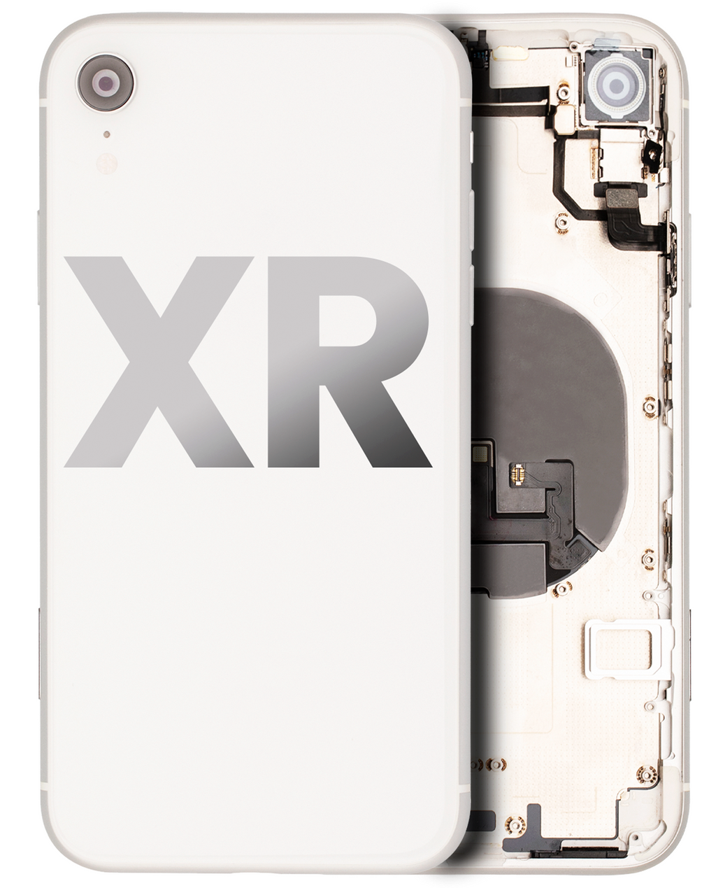 Backcover/Rahmen mit Small Components Pre-Installed für iPhone XR (gebrauchter OEM-Ausbau, Qualität B) (Weiß)