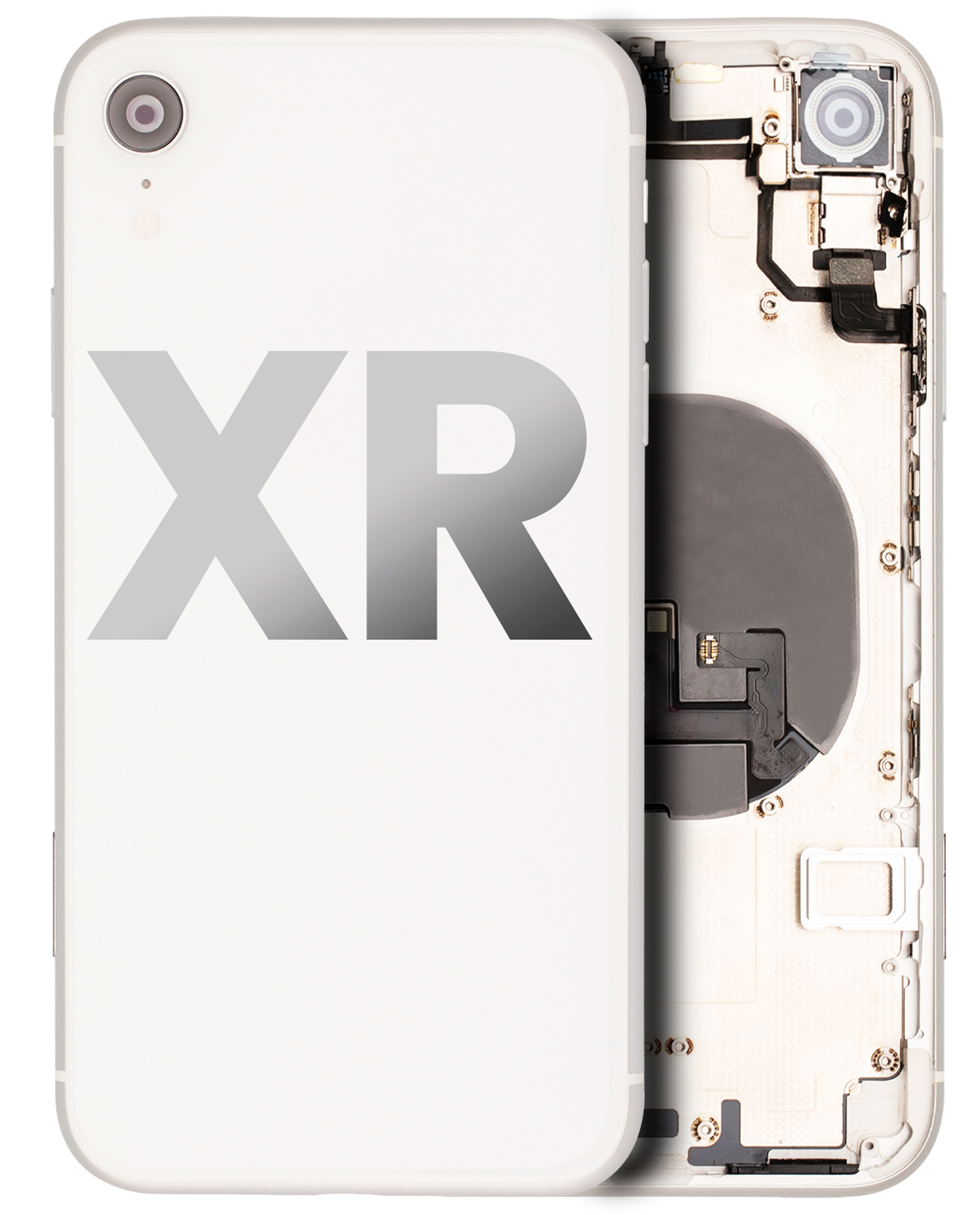 Backcover/Rahmen mit Small Components Pre-Installed für iPhone XR (gebrauchter OEM-Ausbau, Qualität B) (Weiß)