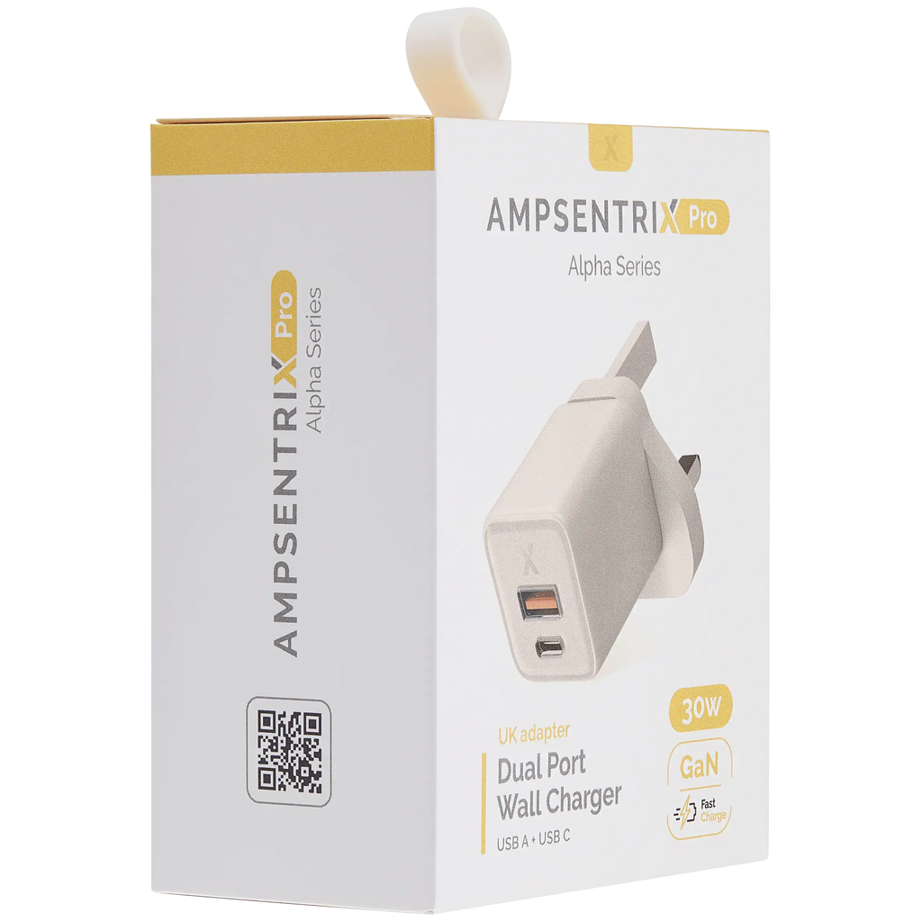 AmpSentrix 30W 2-in-1 USB-C / USB-A Wall Adapter (220V / UK Plug) (Desert Titanium)