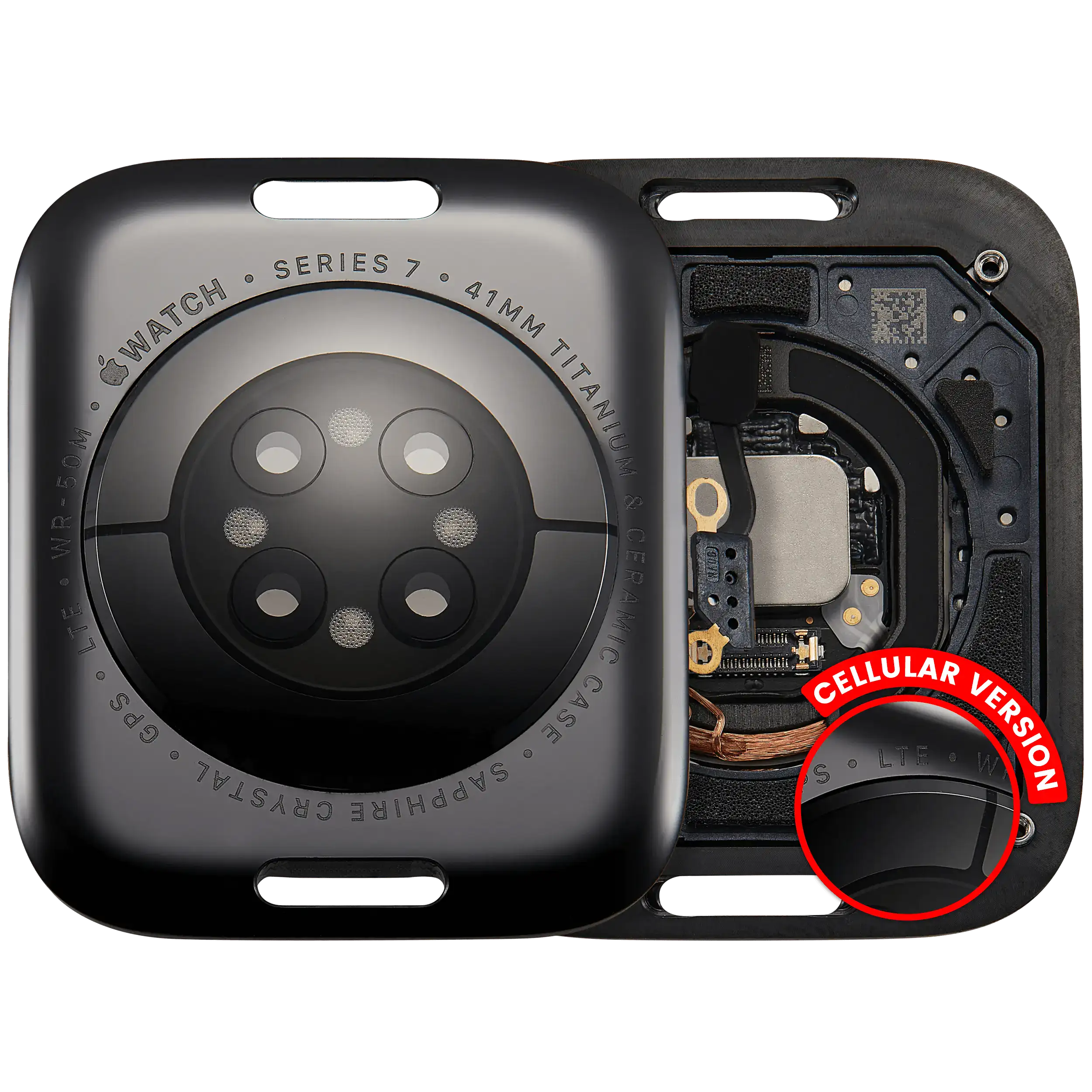 Backcover Assembly für Watch Series 7 (41mm) (LET Version) (Titanium / Space Schwarz)