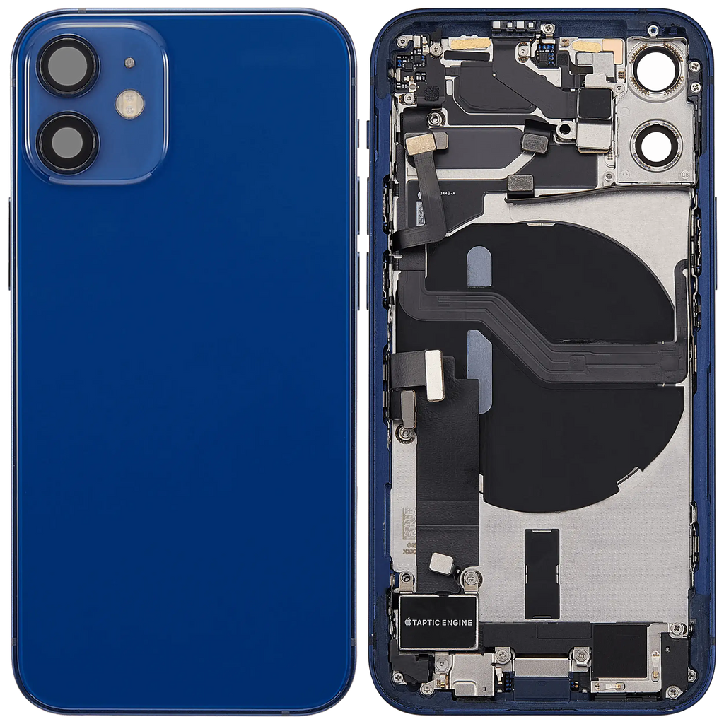 Backcover/Rahmen mit Ladebuchse Flex & Small Parts für iPhone 12 Mini (US-Version) (gebrauchter OEM-Ausbau, Qualität A) (Blau)