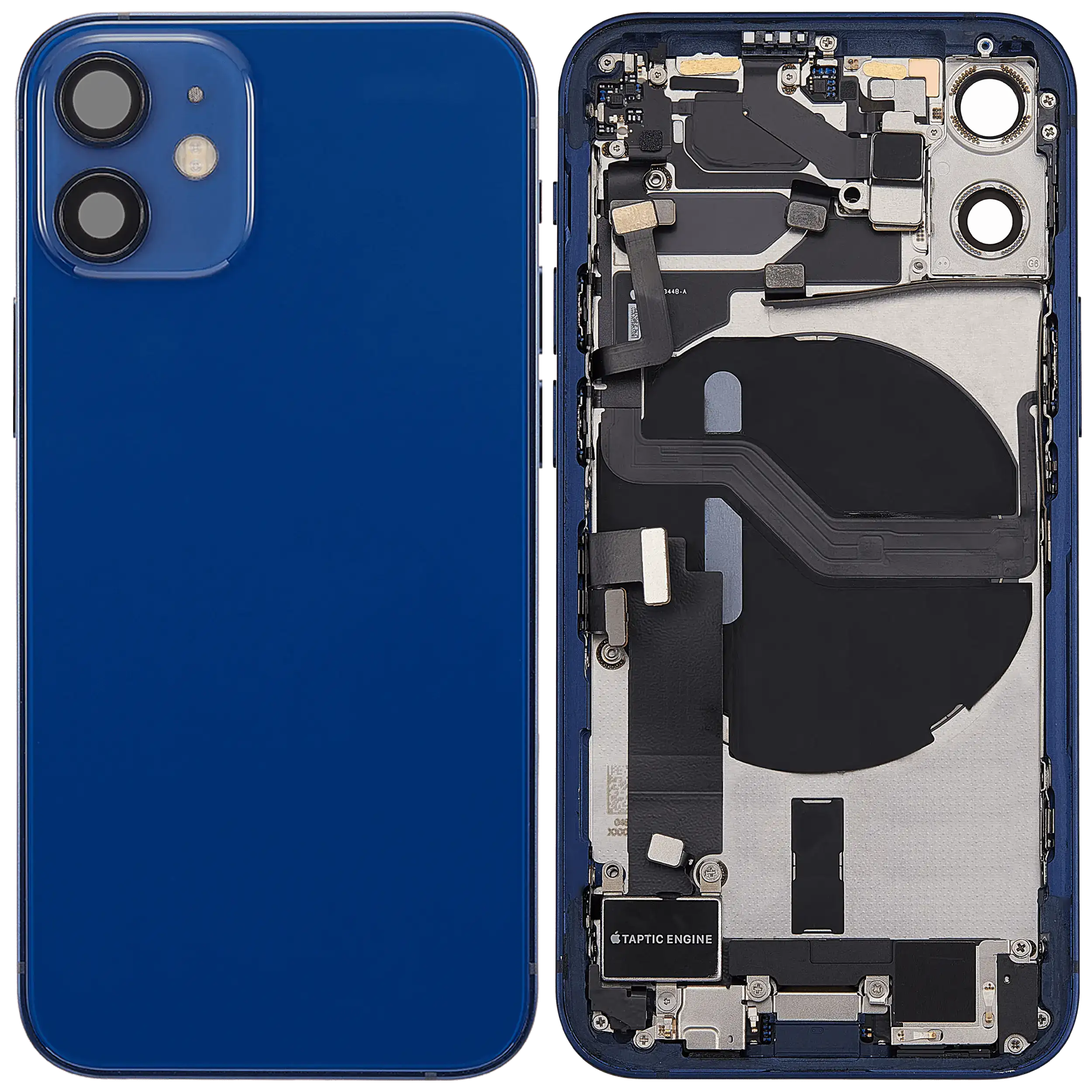Backcover/Rahmen mit Ladebuchse Flex & Small Parts für iPhone 12 Mini (US-Version) (gebrauchter OEM-Ausbau, Qualität A) (Blau)