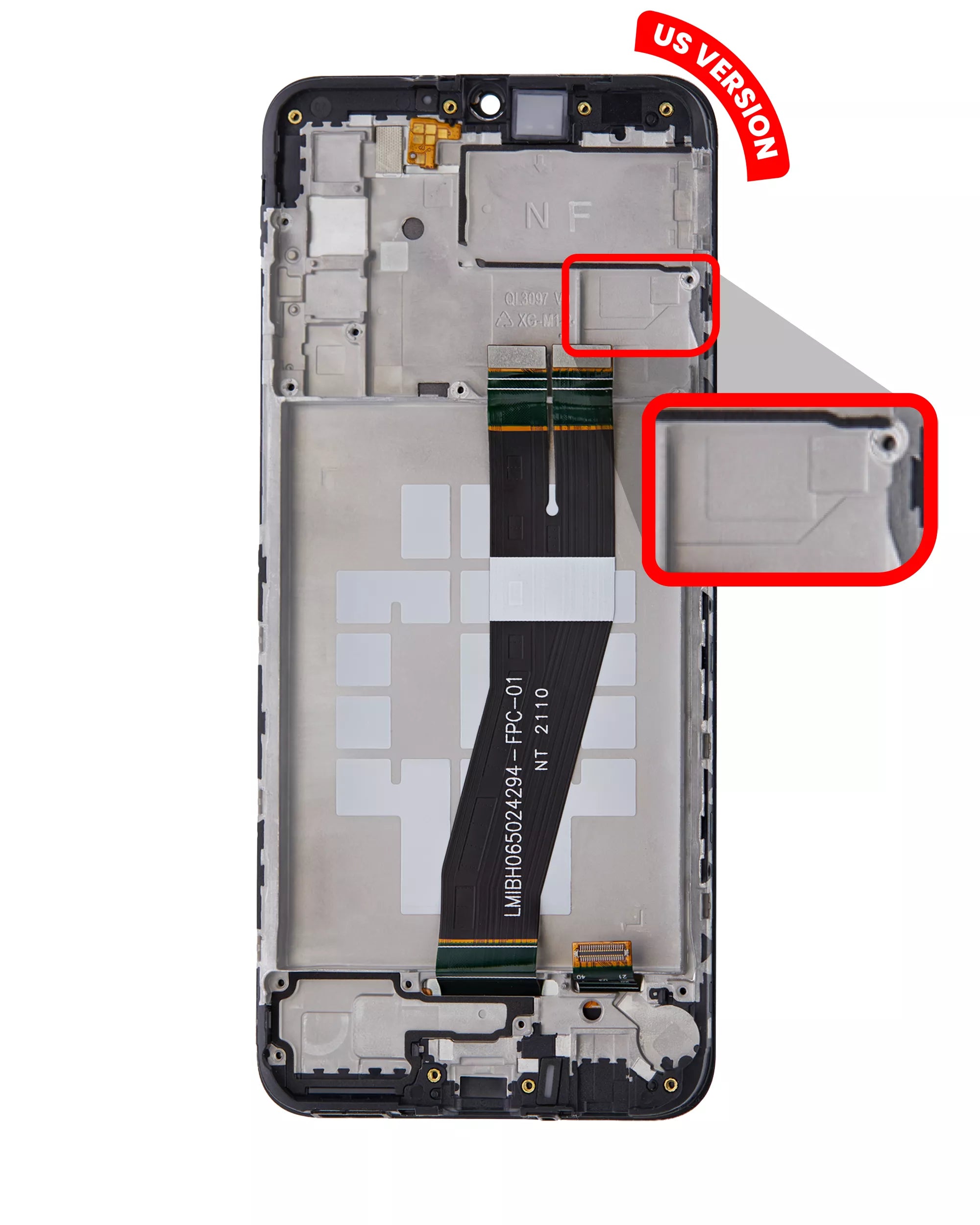LCD-Display mit Rahmen für Samsung Galaxy A02S (A025U / 2020) (US-Version) (Service Pack) (Alle Farben)
