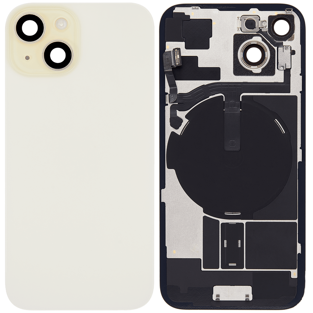 Backcover mit MagSafe Magnet & NFC & Blitz-Flexkabel für iPhone 15 (gebrauchter OEM-Ausbau, Qualität C) (Gelb)