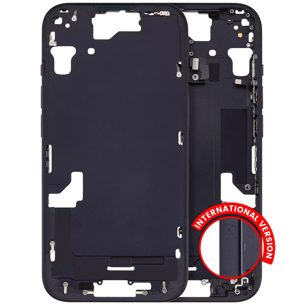 Midframe/Rahmen mit Small Parts für iPhone 15 (EU / Global Version) (Aftermarket Plus) (Schwarz)