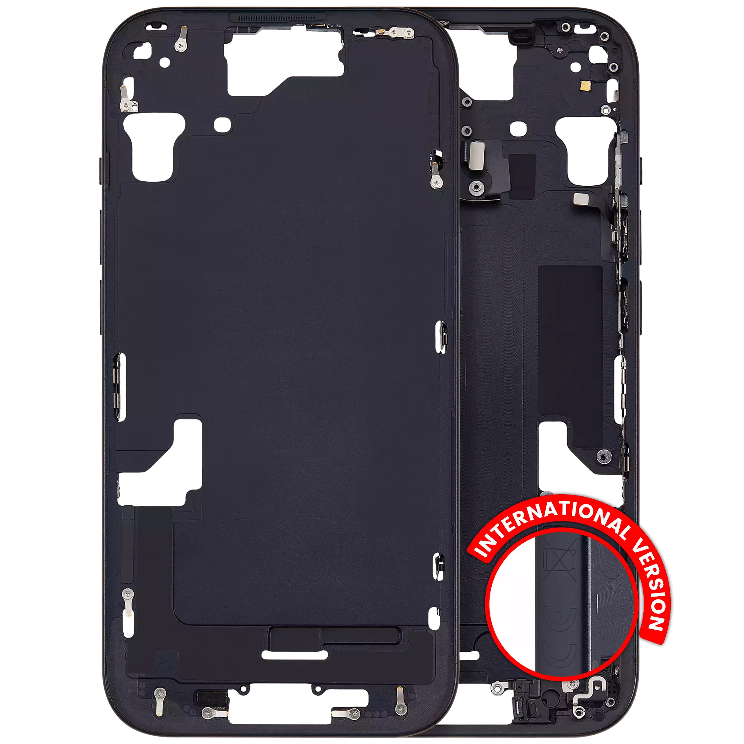 Midframe/Rahmen mit Small Parts für iPhone 15 (EU / Global Version) (Aftermarket Plus) (Schwarz)