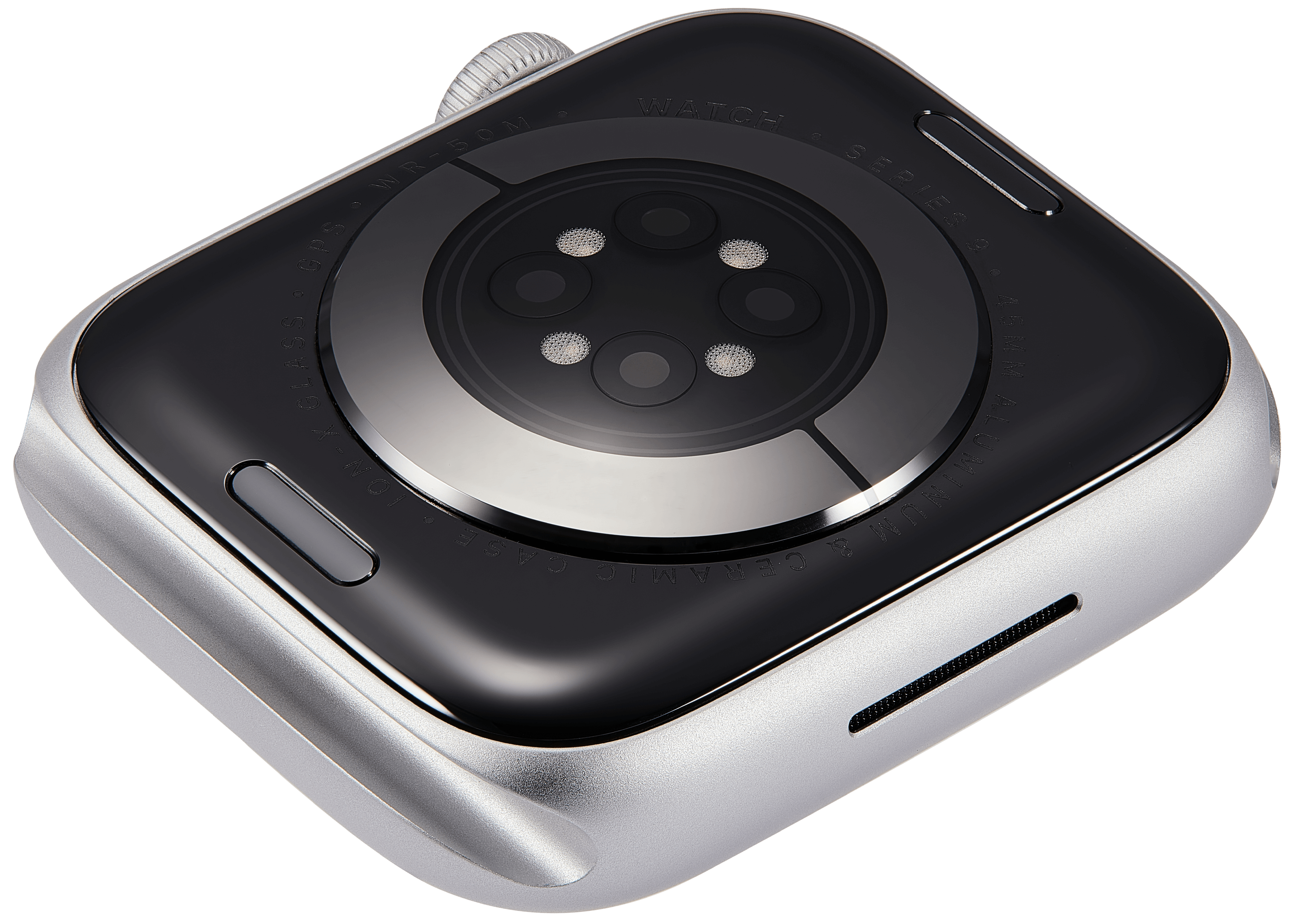 Backcover/Rahmen Compatible für Watch Series 9 (45MM) (gebrauchter OEM-Ausbau, Qualität A) (GPS Version) (Aluminum / Silver)