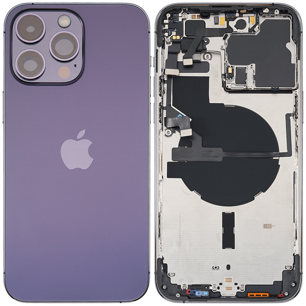 Backcover/Rahmen mit Small Parts für iPhone 14 Pro Max (EU / Global Version) (gebrauchter OEM-Ausbau, Qualität A) (Deep Purple)