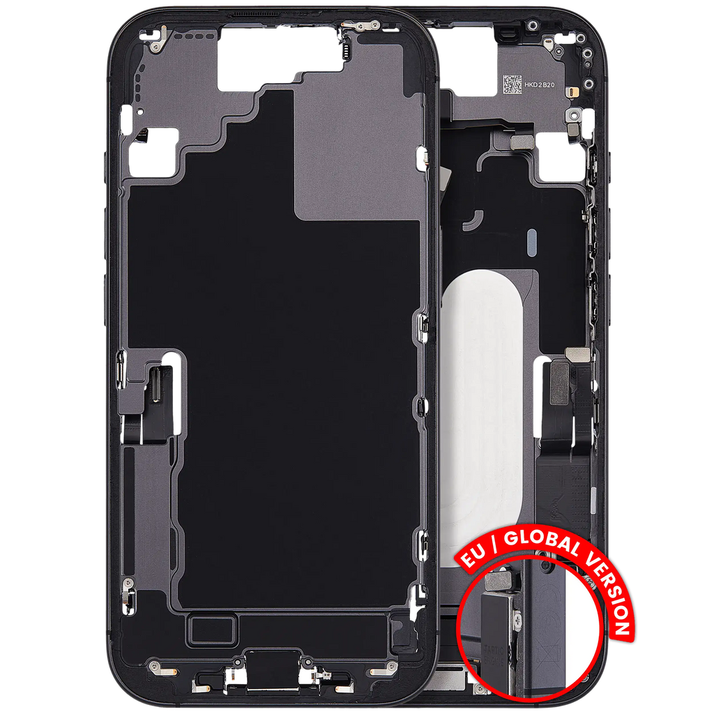 Midframe/Rahmen mit Ladebuchse Flex & Small Parts für iPhone 17 (EU / Global Version) (gebrauchter OEM-Ausbau, Qualität A) (Schwarz)