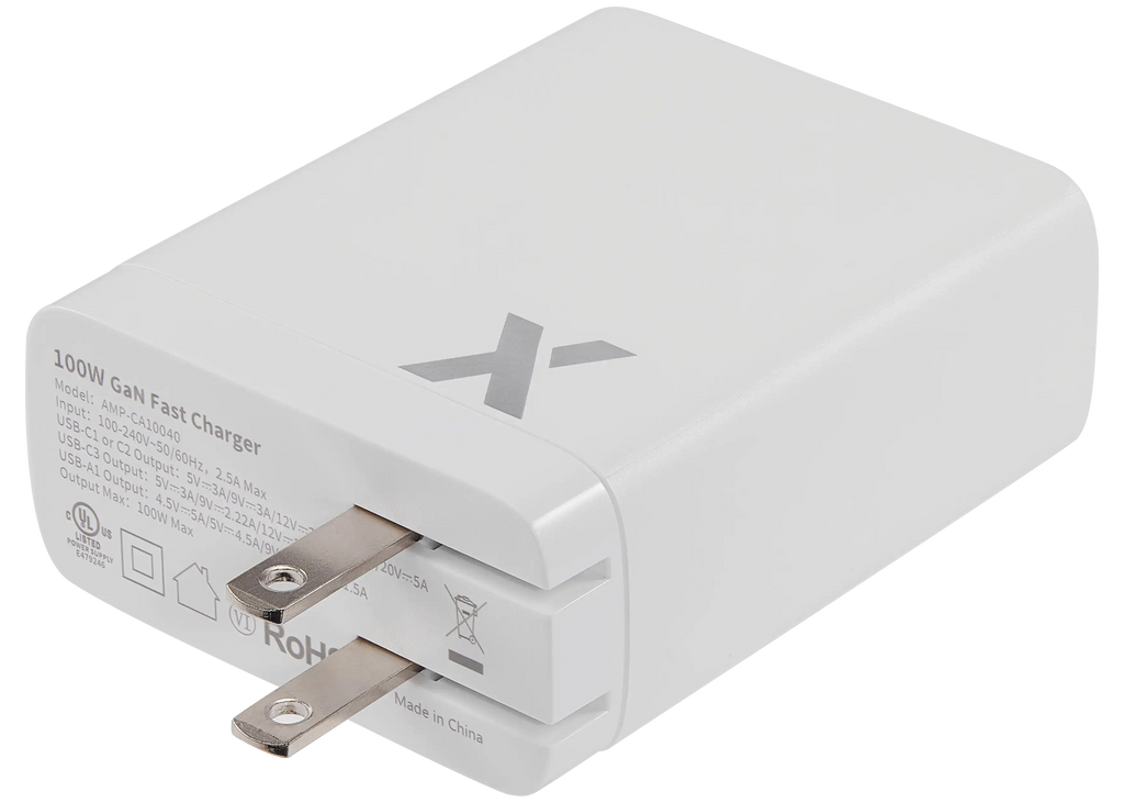 Ampsentrix Wandadapter 100W mit 4 USB-Steckplätzen (USB-C & USB-A)