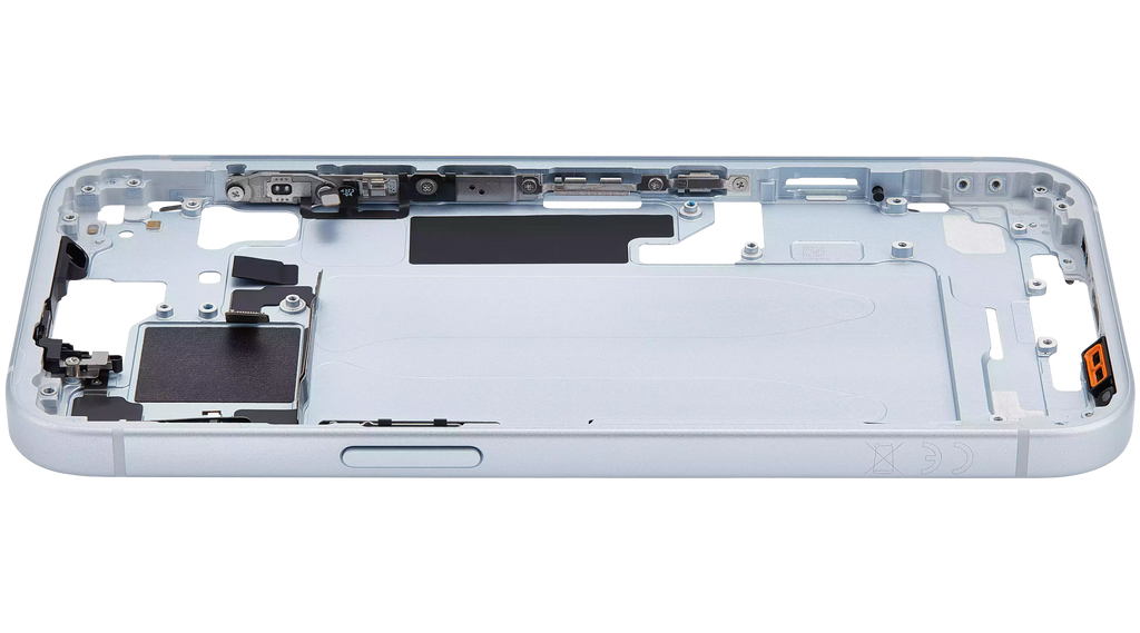 Midframe/Rahmen mit Small Parts für iPhone 15 (EU / Global Version) (gebrauchter OEM-Ausbau, Qualität A) (Blau)