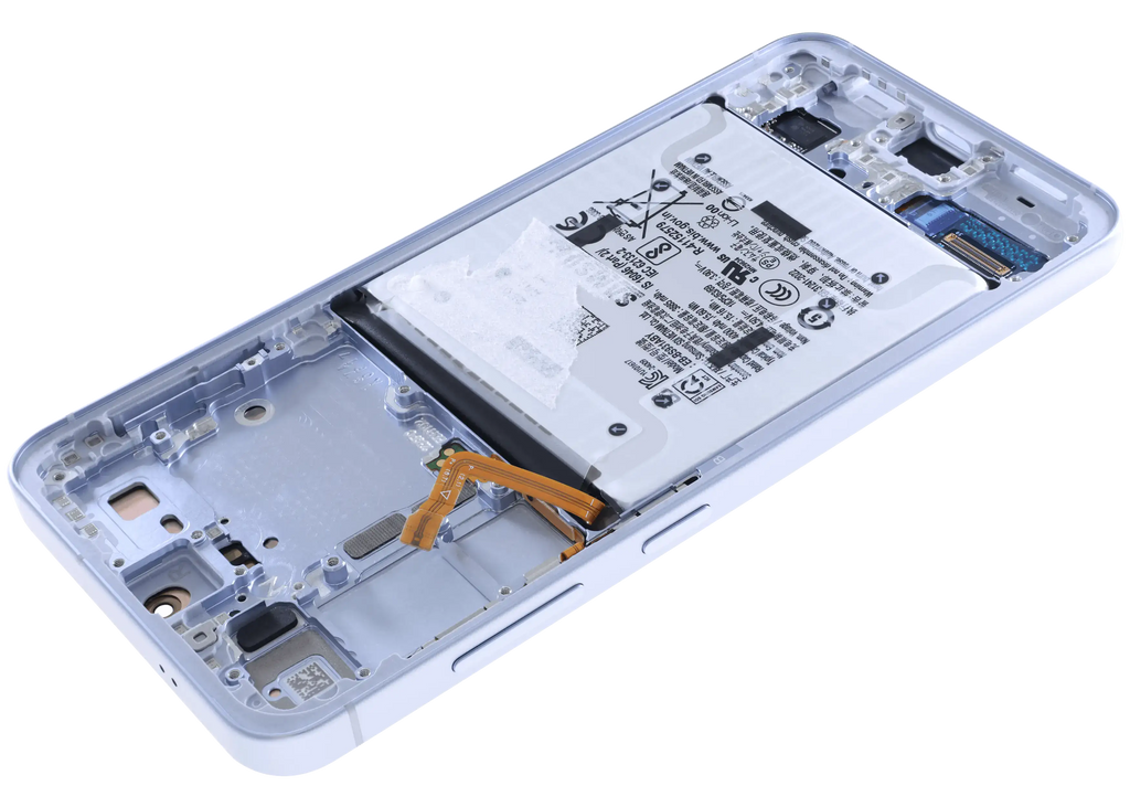OLED-Display mit Rahmen für Samsung Galaxy S25 5G (US & Internationale Version) (gebrauchter OEM-Ausbau, Qualität A) (Icy Blue)
