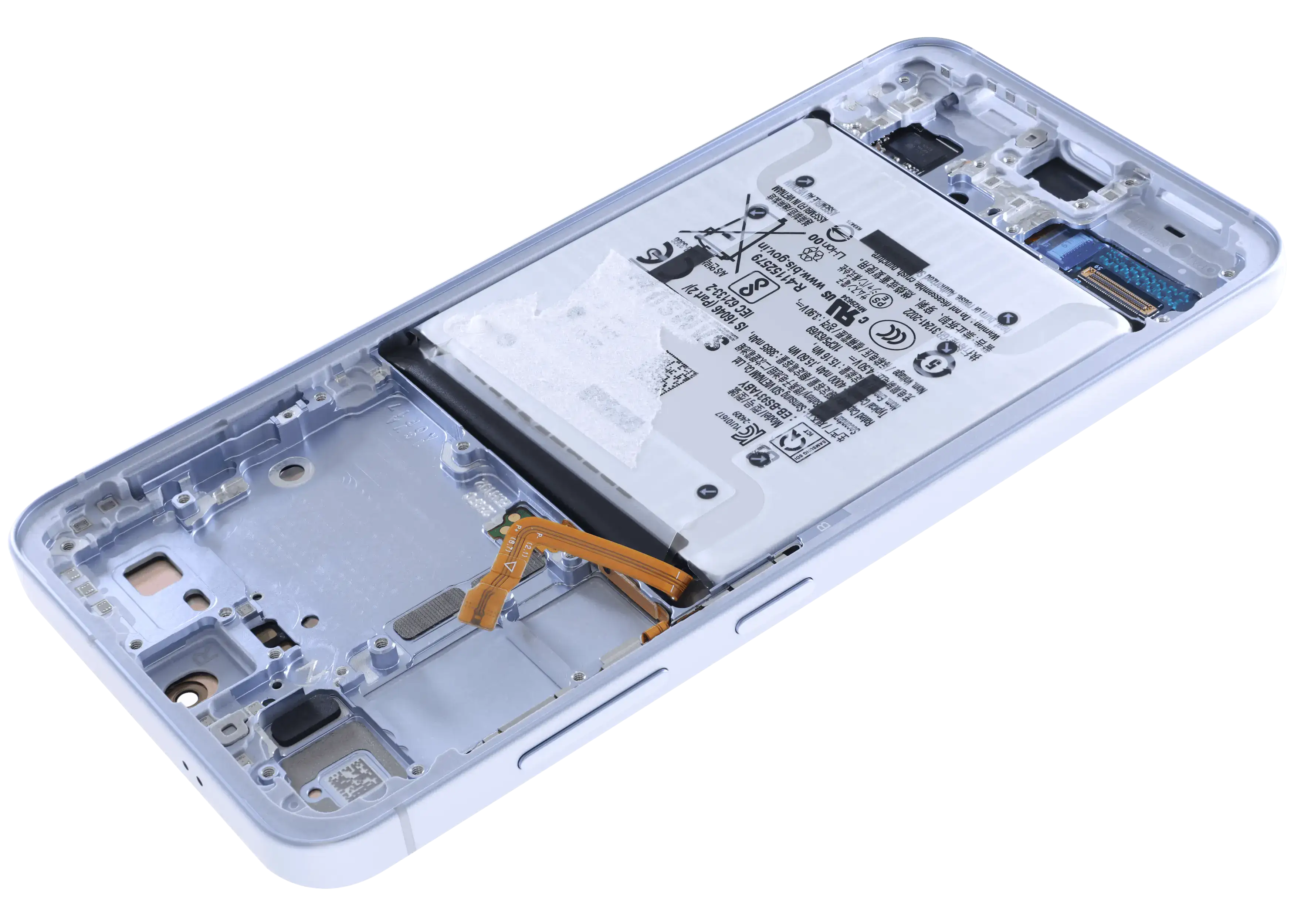 OLED-Display mit Rahmen für Samsung Galaxy S25 5G (US & Internationale Version) (gebrauchter OEM-Ausbau, Qualität A) (Icy Blue)