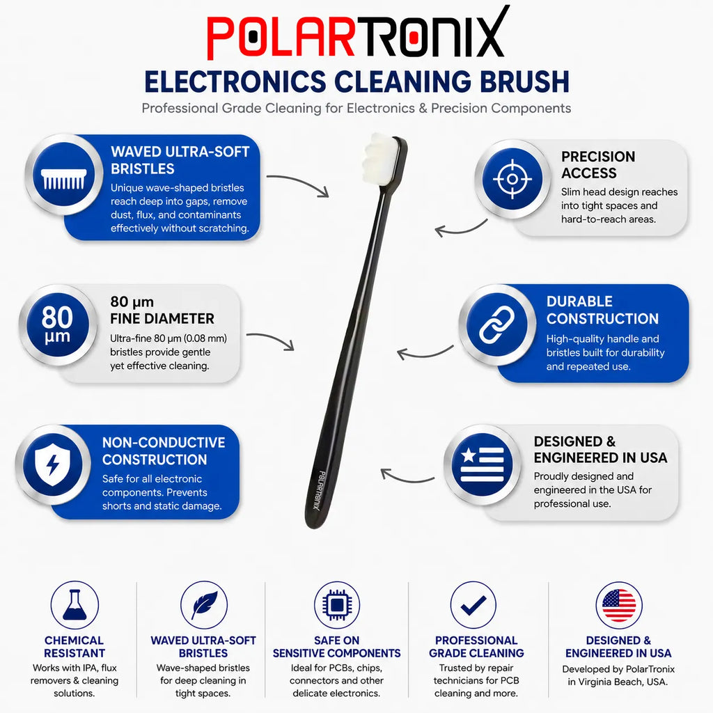 Anti-Static Electronics Cleaning Brush mit Ultra-Fine Waved Bristles (PolarTronix)