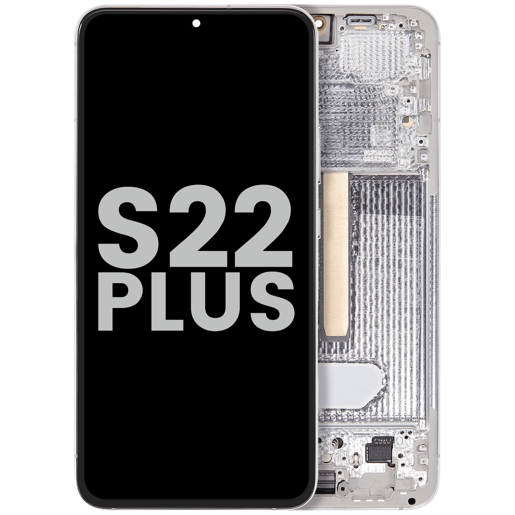 OLED-Display mit Rahmen für Samsung Galaxy S22 Plus 5G (gebrauchter OEM-Ausbau, Qualität A) (Weiß)