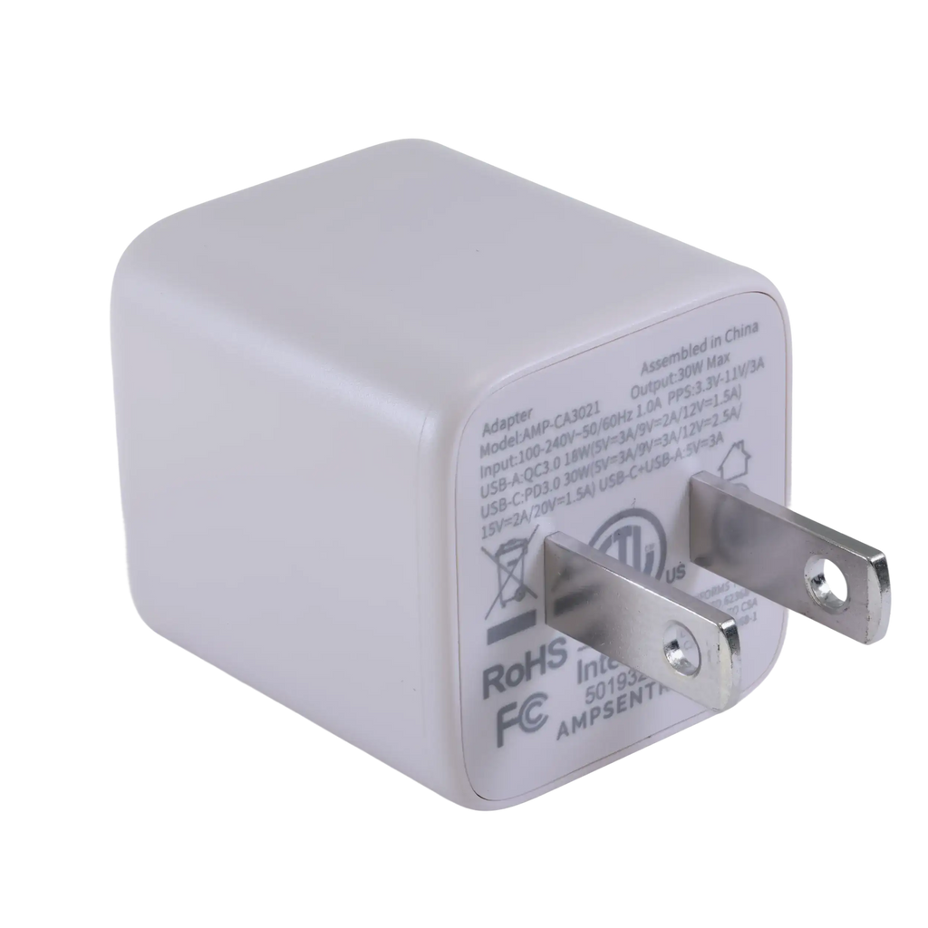 AmpSentrix Pro 30W 2-in-1 USB-C / USB-A GaN Wall Adapter (Desert Titanium)